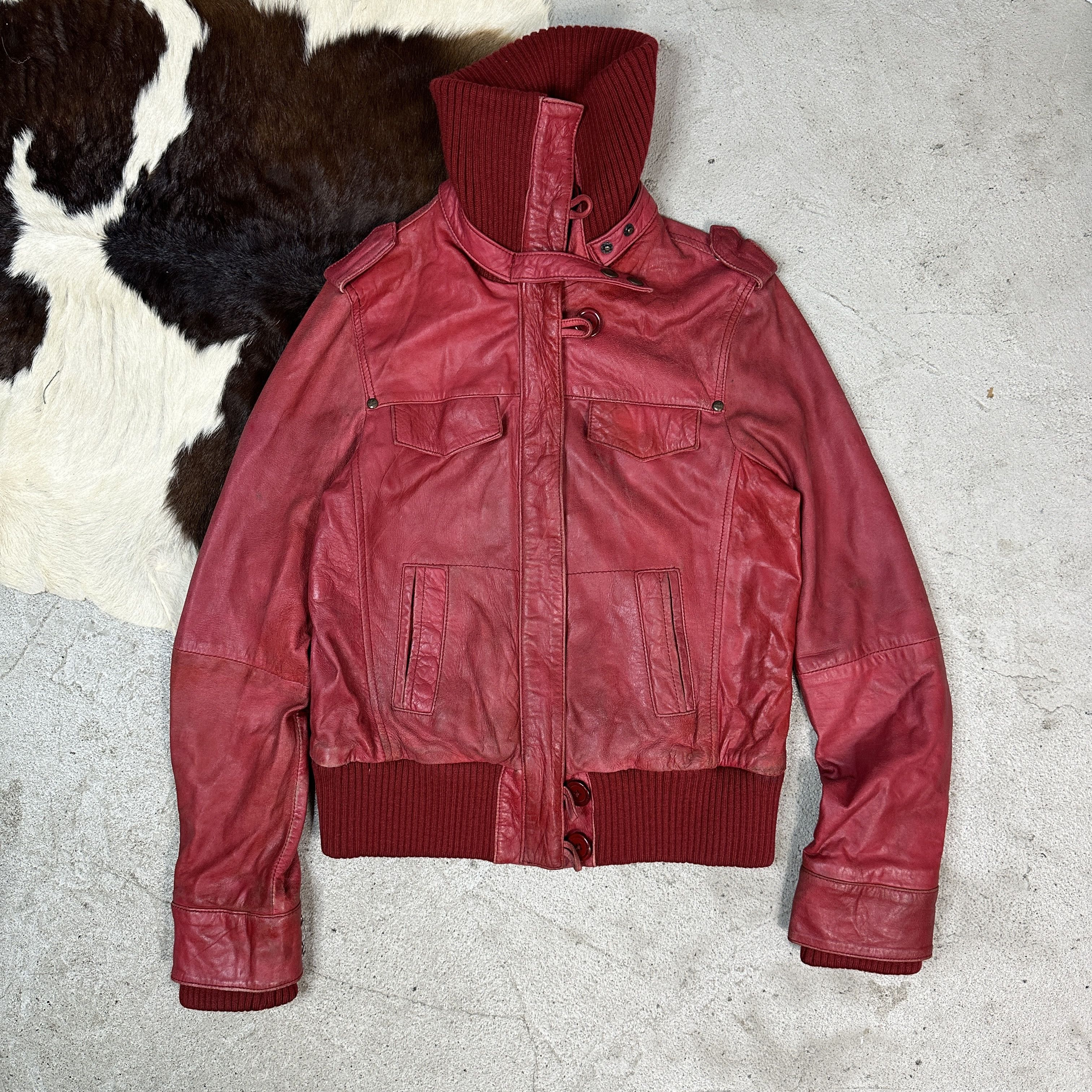 Vintage Vintage Leather Biker Jacket Cherry red Size M / US 6-8 / IT 42-44 - 9 Thumbnail