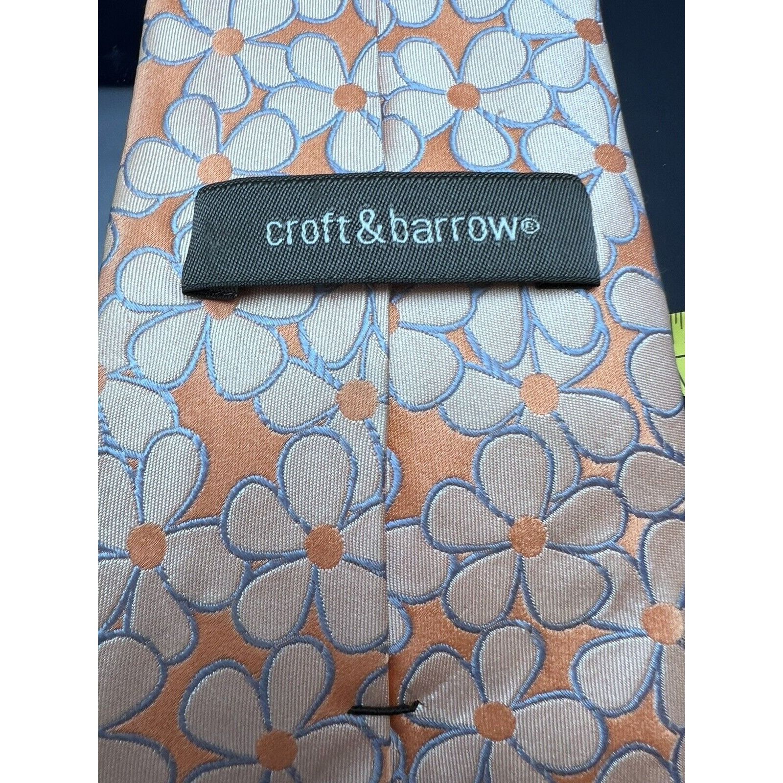 Croft & Barrow Croft & Barrow Tangerine With Cream Colored Flowers Silk Tie Size ONE SIZE - 6 Thumbnail
