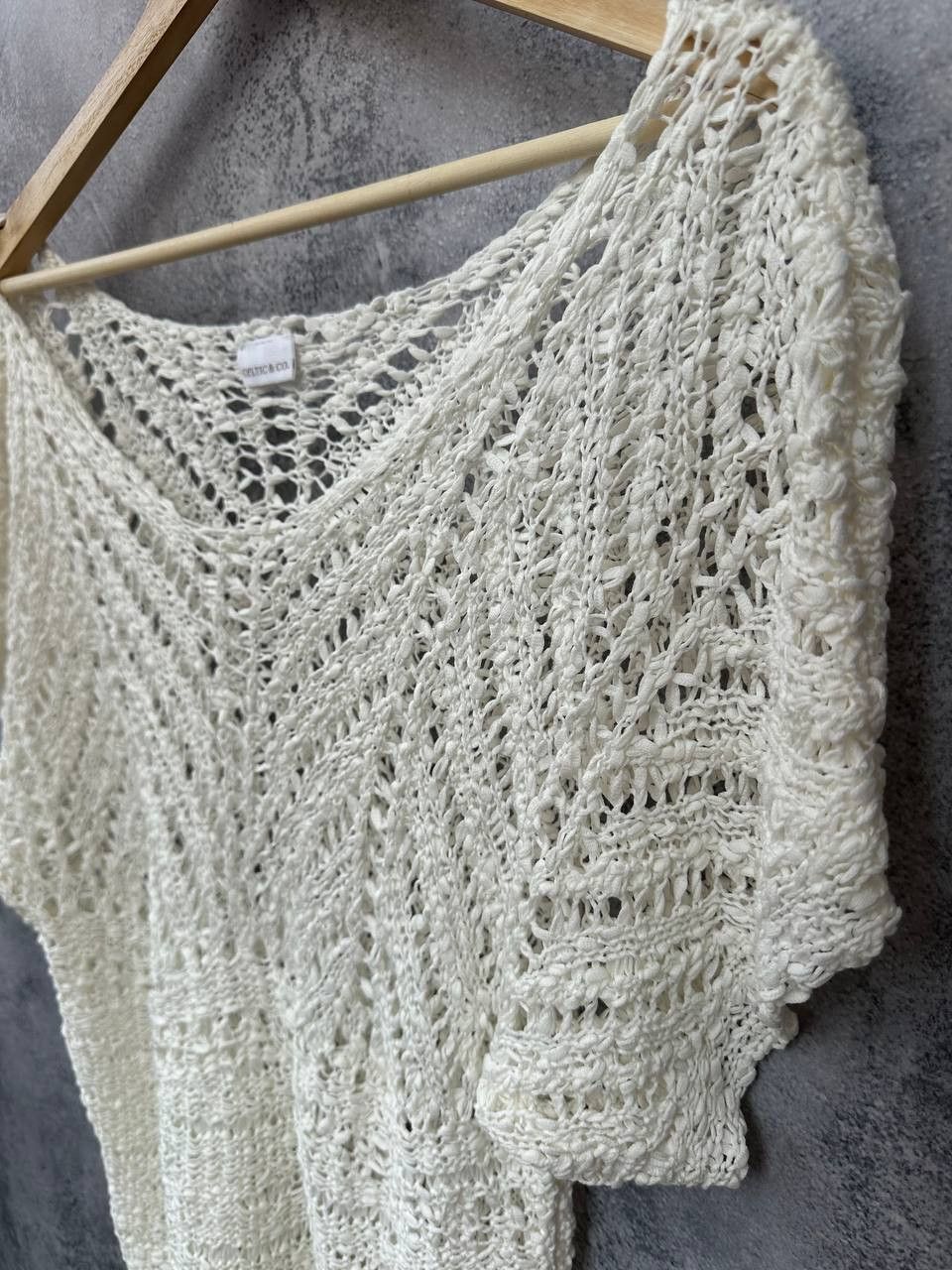 Designer Celtic & Co Crochet Stitch Top Tunic Blouse Relaxed Mako Size S / US 4 / IT 40 - 6 Thumbnail