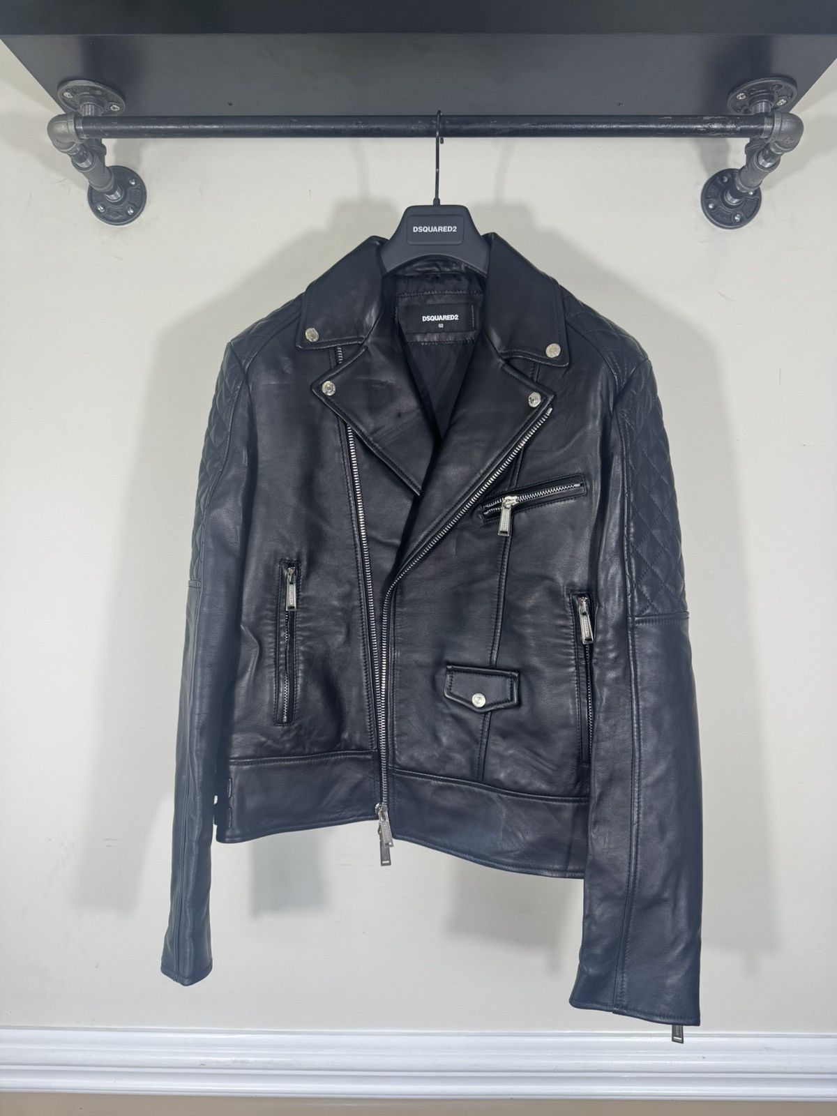 Dsquared2 Dsquared2 leather moto quilted biker jacket Size US L / EU 52-54 / 3 - 1 Thumbnail