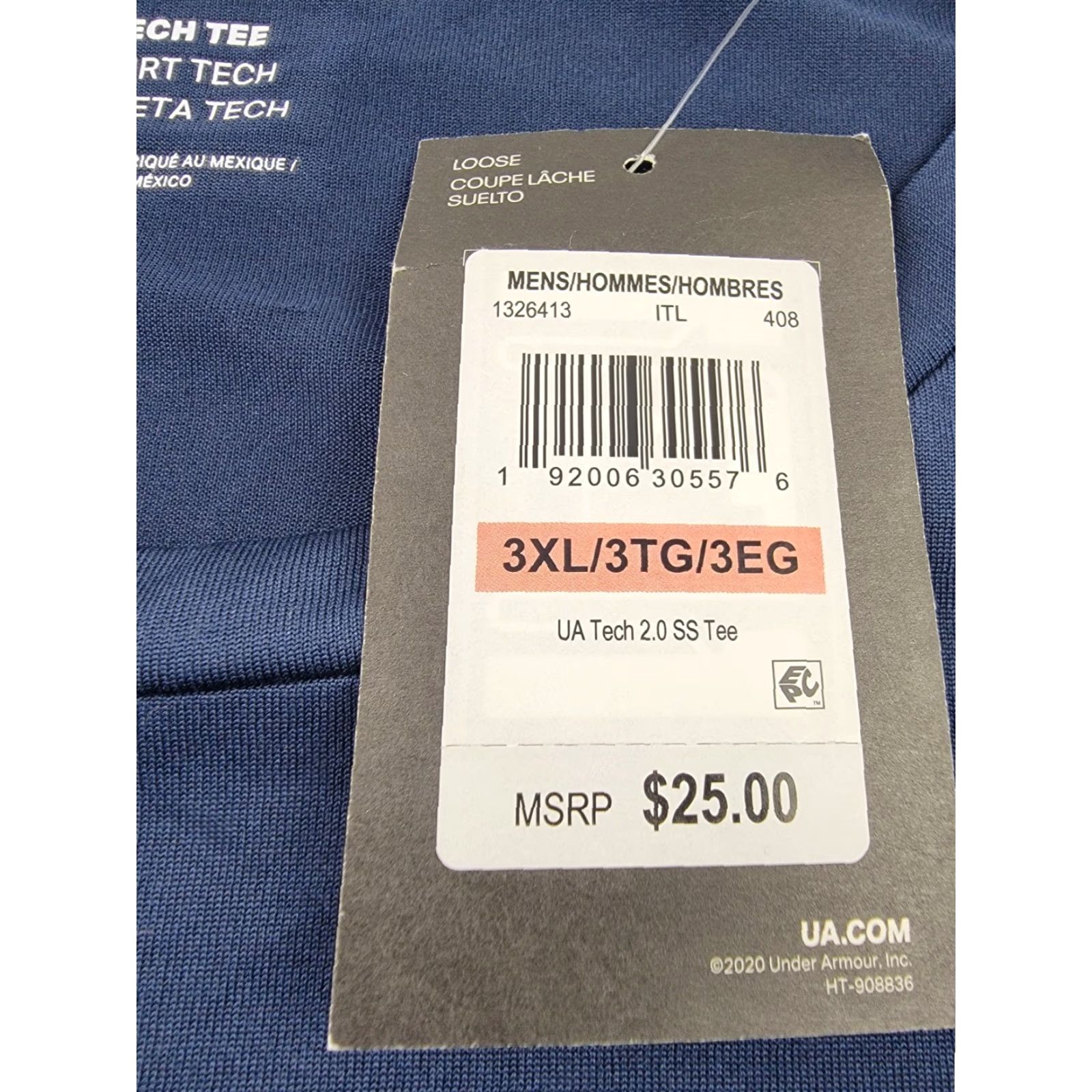Under Armour Under Armour Tech Tee Mens 3XL Blue Short Sleeve Lightweight Athletic Shirt Sports Gym Training Size US 39 - 4 Thumbnail