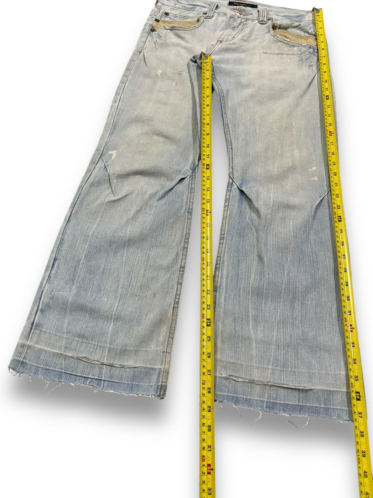 If Six Was Nine Vintage Japanese Brand Mud Wash Flare Fray Leg Grunge Jeans Size US 32 / EU 48 - 17 Thumbnail