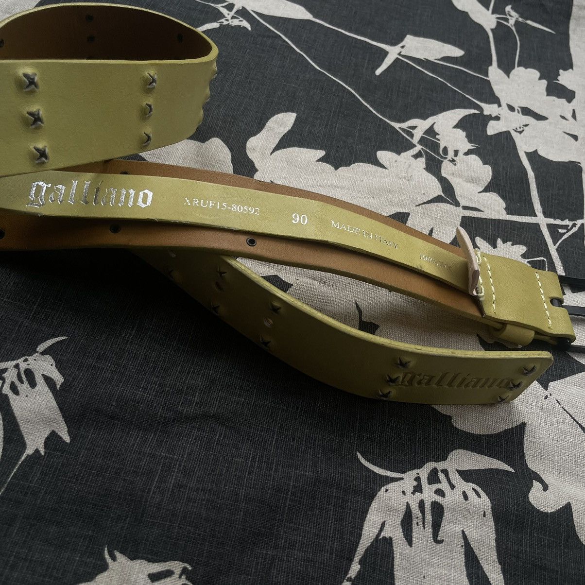John Galliano John Galliano 2000s Pierced Yellow Leather Belt Size 32 - 4 Thumbnail