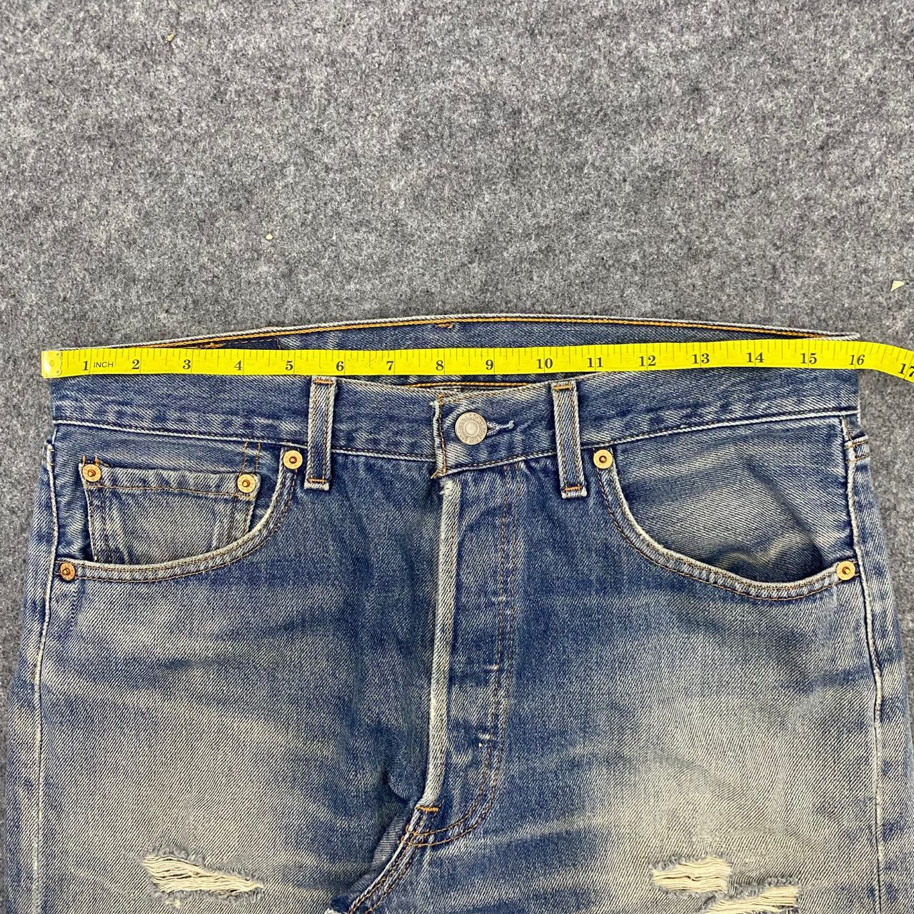 Levi's 💥Vintage 90s Levis 501 Distressed denim Kurt Cobain Style Size US 32 / EU 48 - 4 Thumbnail
