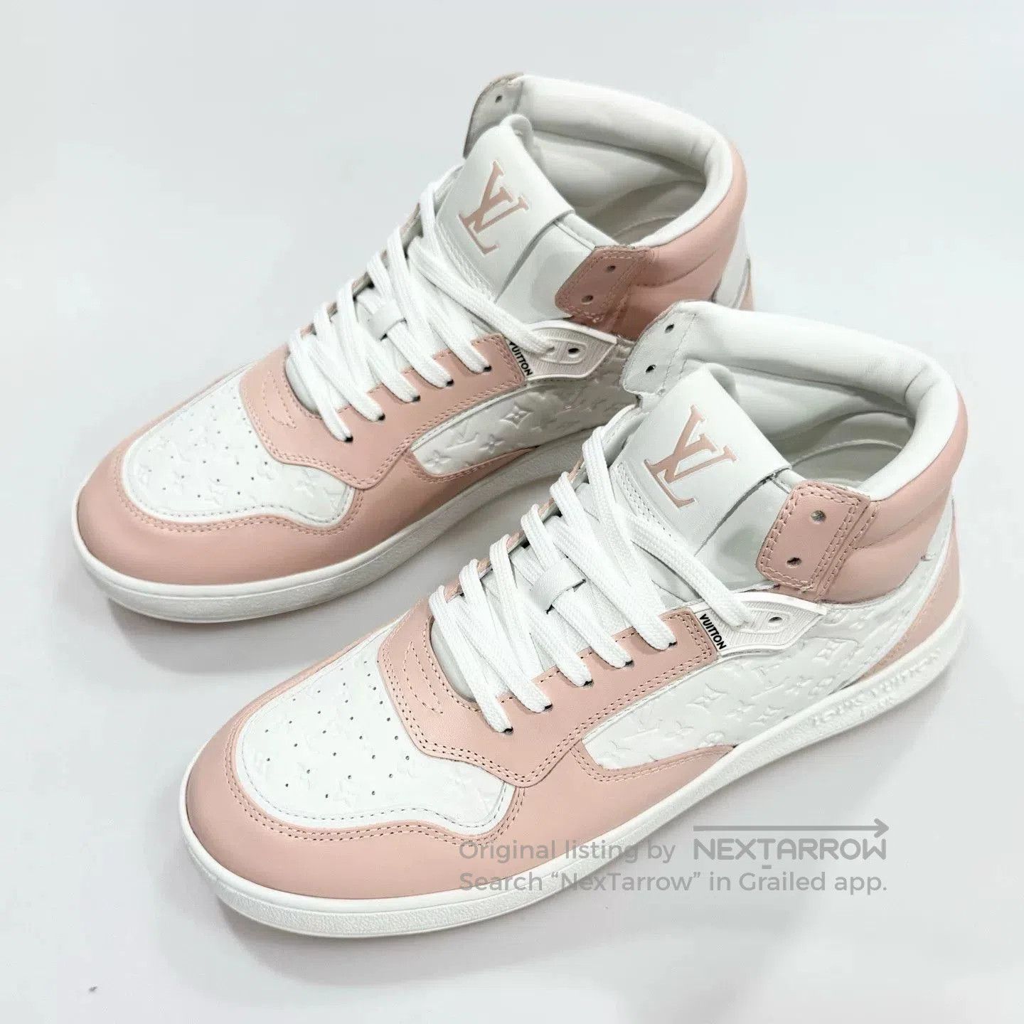 Louis Vuitton Louis Vuitton White Pink Embossed Sneakers. Size US 7 / IT 37 - 2 Thumbnail