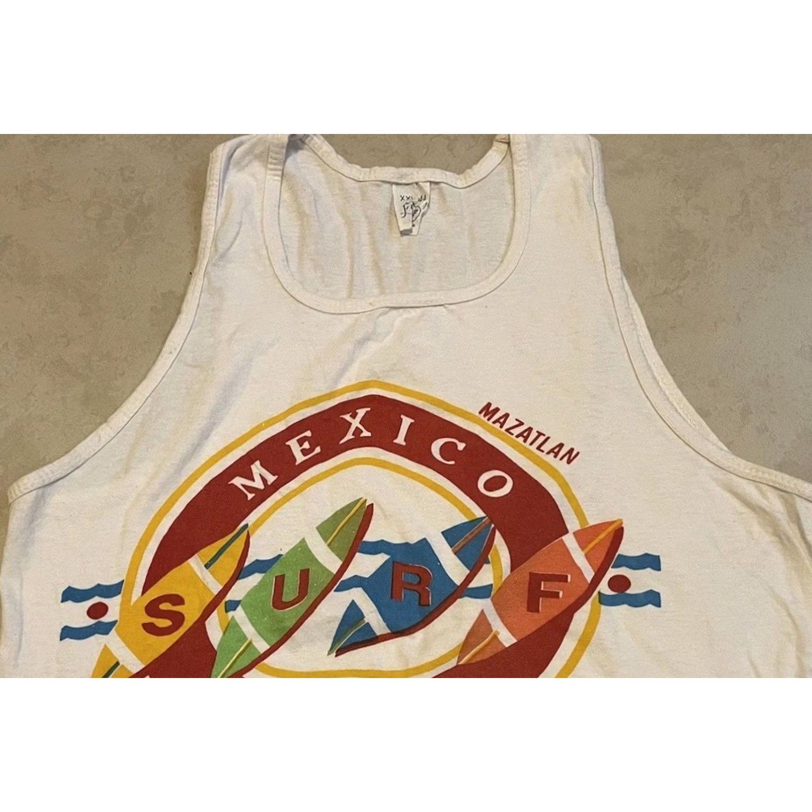 Vintage VINTAGE 80s Mexico Beach Surf Tank Top XS White Single Stitch T-Shirt Men Fashion Graphic Tee Beach Vaporwave Grunge Ocean Pacific Style 90s USA Mens Size US XS / EU 42 / 0 - 4 Thumbnail