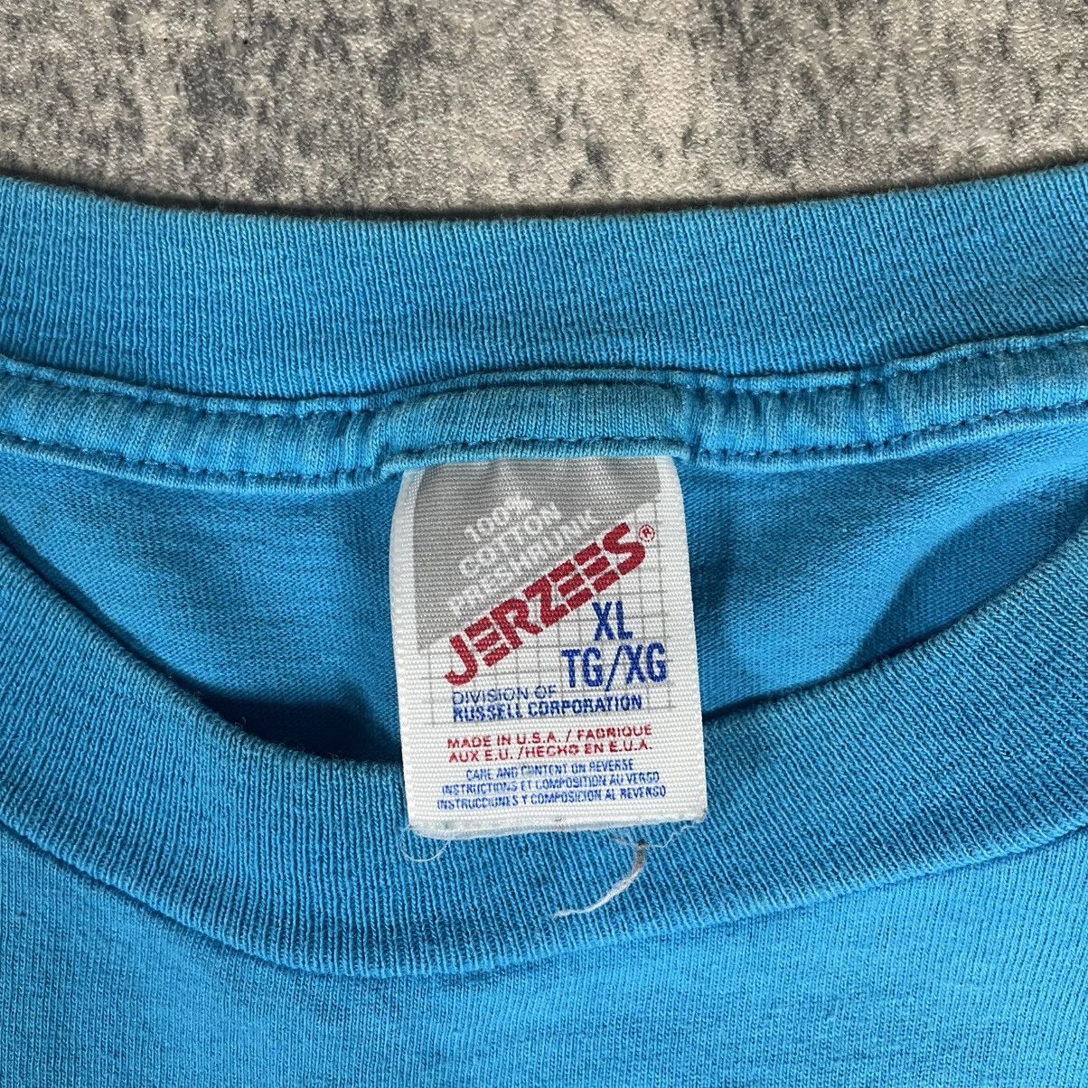 Vintage Vintage 90s Jerzees blank blue tshirt Size US XL / EU 56 / 4 - 2 Thumbnail