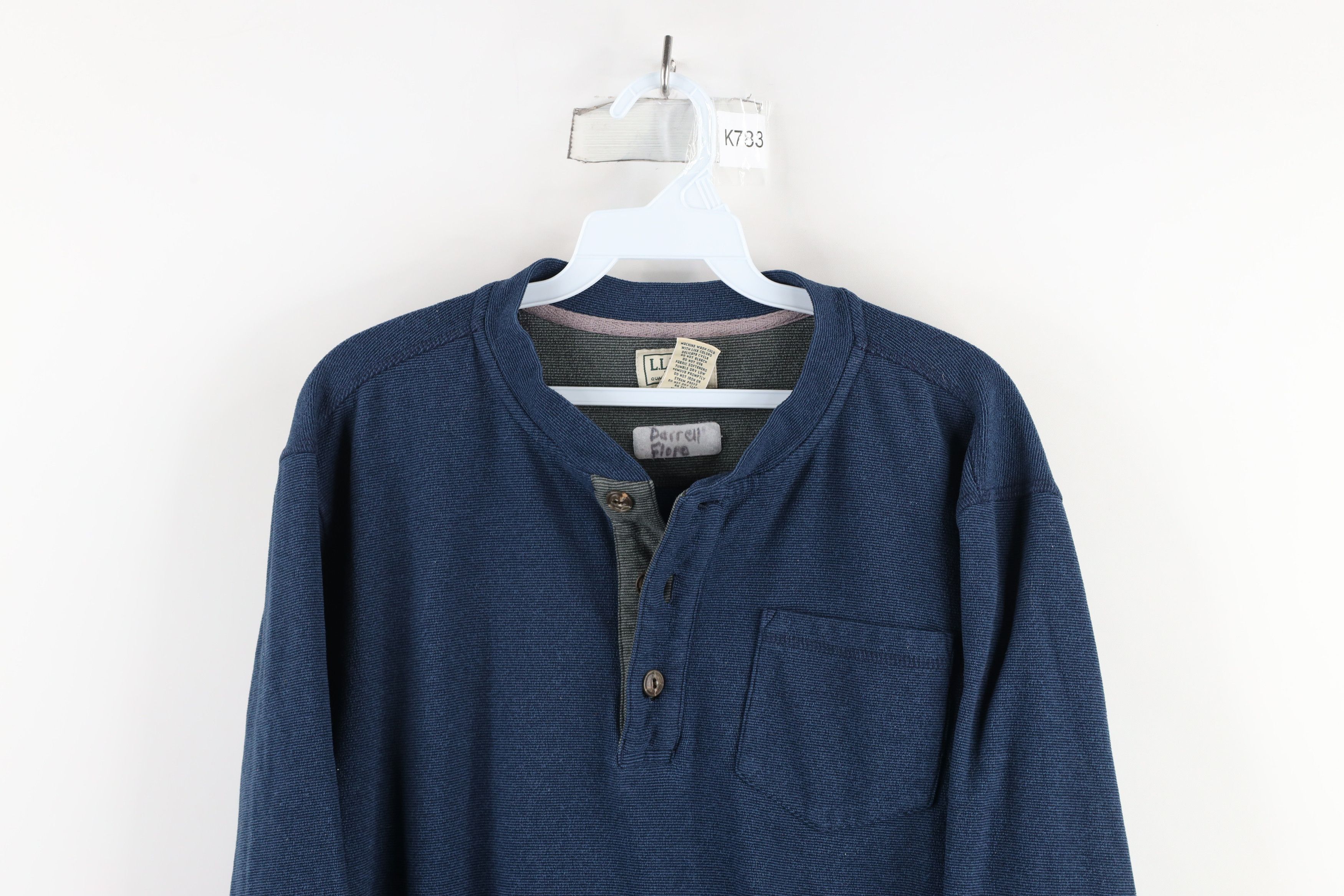 L.L. Bean × Vintage Vintage LL Bean Knit Striped Long Sleeve Henley T-Shirt Size US L / EU 52-54 / 3 - 2 Thumbnail
