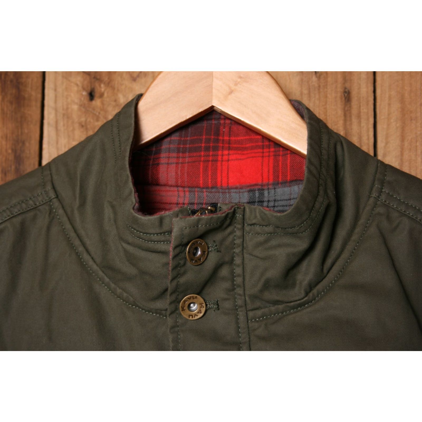 KAVU KAVU Jacket Olive Green Cotton Canvas Plaid Flannel Lined Men's M Size Medium -- Excellent Condition Size US M / EU 48-50 / 2 - 2 Thumbnail