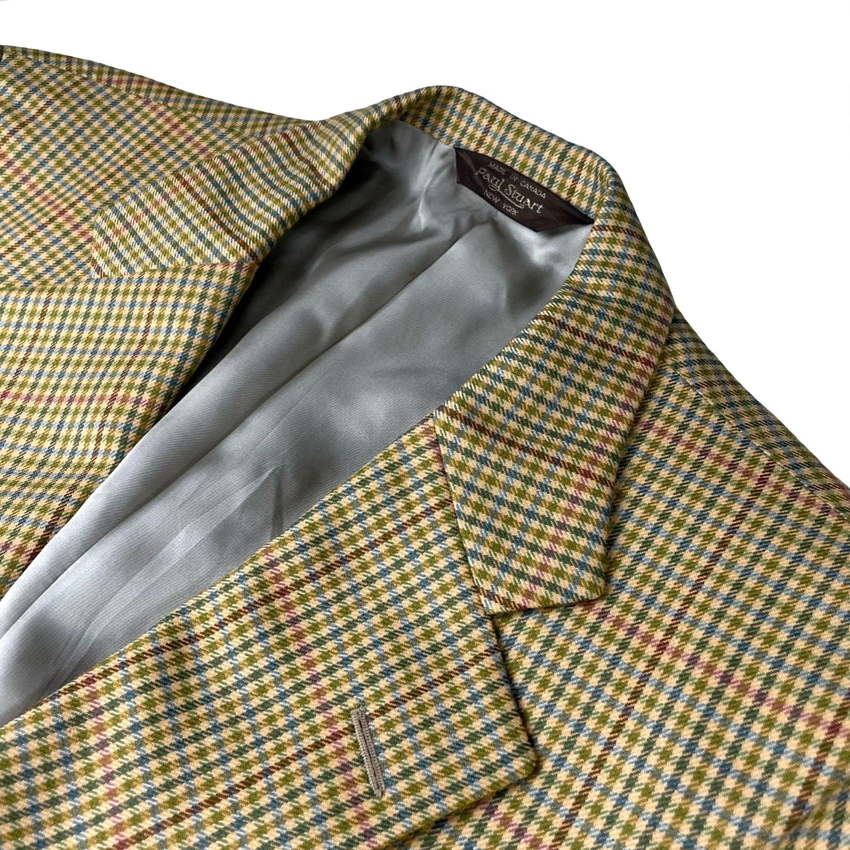 Paul Stuart Paul Stuart Mens Blazer Beige Plaid - 40L Jacket Size 40R - 2 Thumbnail