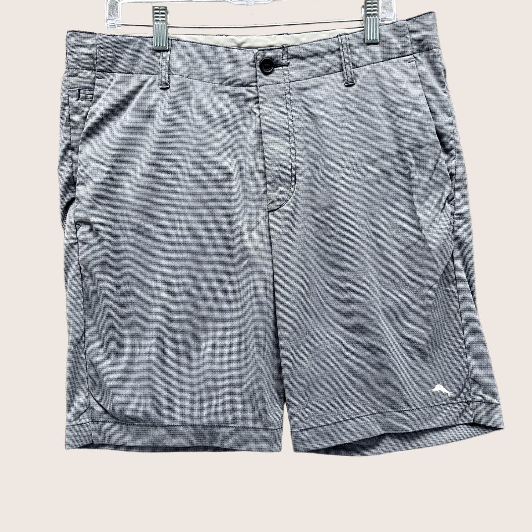 Tommy Bahama Tommy Bahama Shorts Mens 33 Gray Check Stretch Chino Flat Front 9 Inseam Casual Size US 33 - 1 Thumbnail