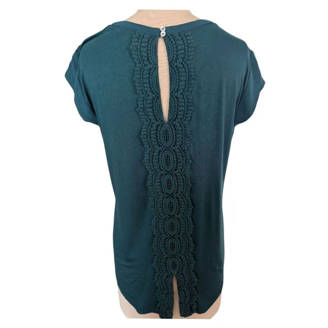 Rains Daniel Rain Lace Embroidered Dark Green Blouse Womens L Regular Shirt Size L / US 10 / IT 46 - 2 Thumbnail