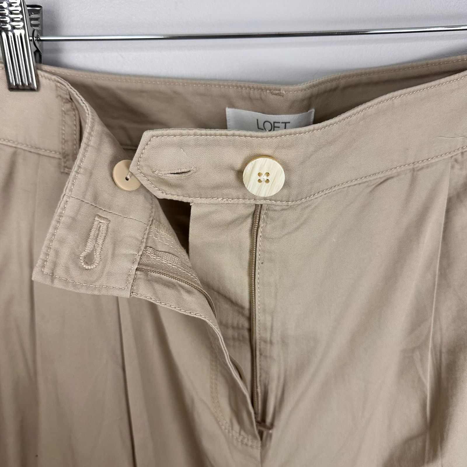 Loft Loft Cotton Poplin Wide Leg Double Pleated Trousers 14 NWT Size 36" / US 14 / IT 50 - 4 Thumbnail