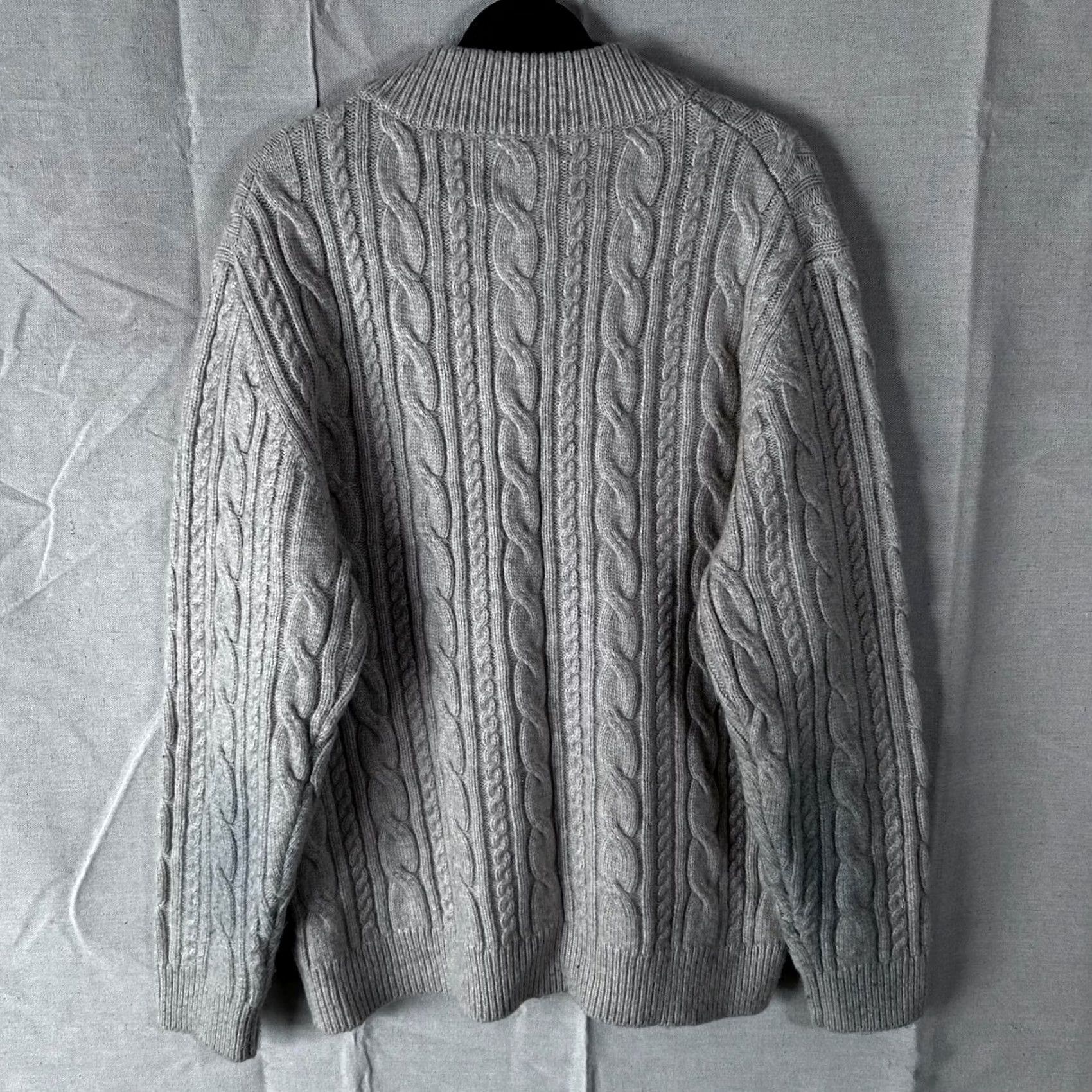 Marine Layer Marine Layer Mens Cable Knit Henley Sweater Beige Wool Blend Mock Neck Large Size US L / EU 52-54 / 3 - 3 Thumbnail