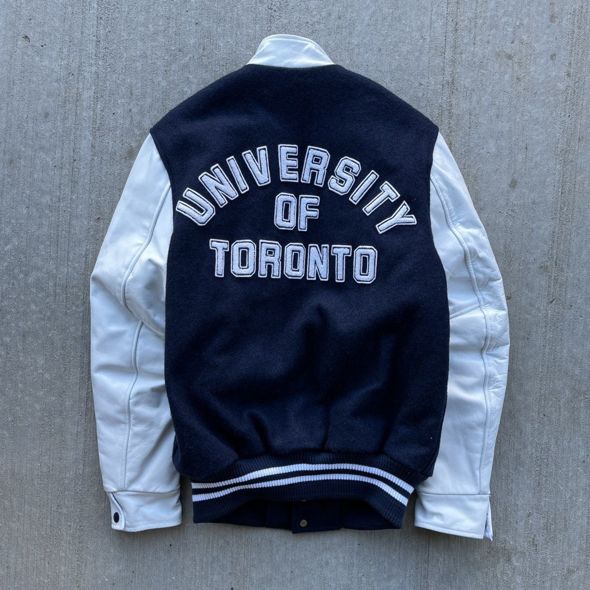 image of Collegiate x Vintage University Of Toronto Varsity Jacket in Blue White, Men's (Size Small)