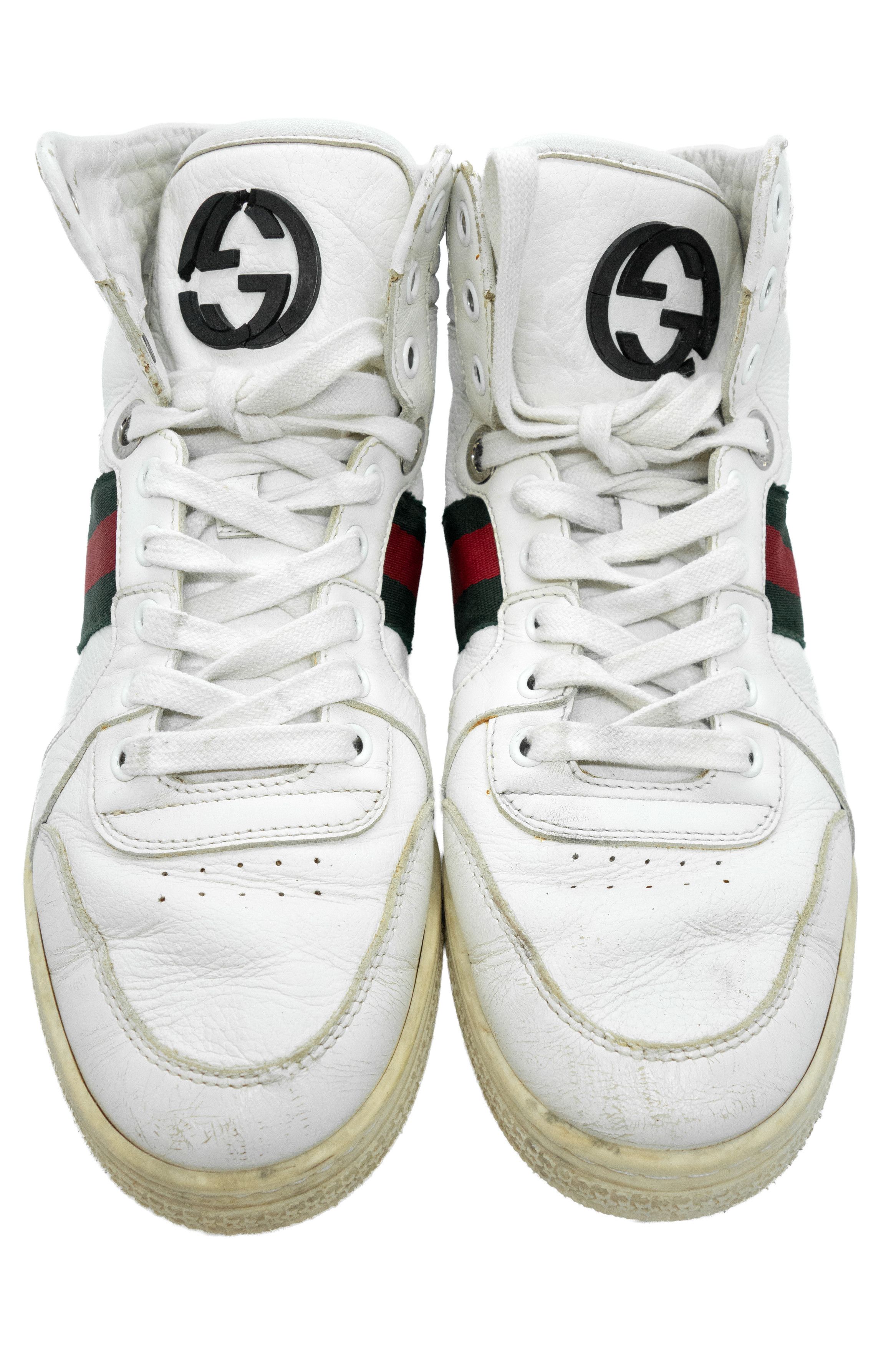 Gucci Coda Web Stripe Leather High Top Sneakers Size US 7.5 / IT 37.5 - 3 Thumbnail