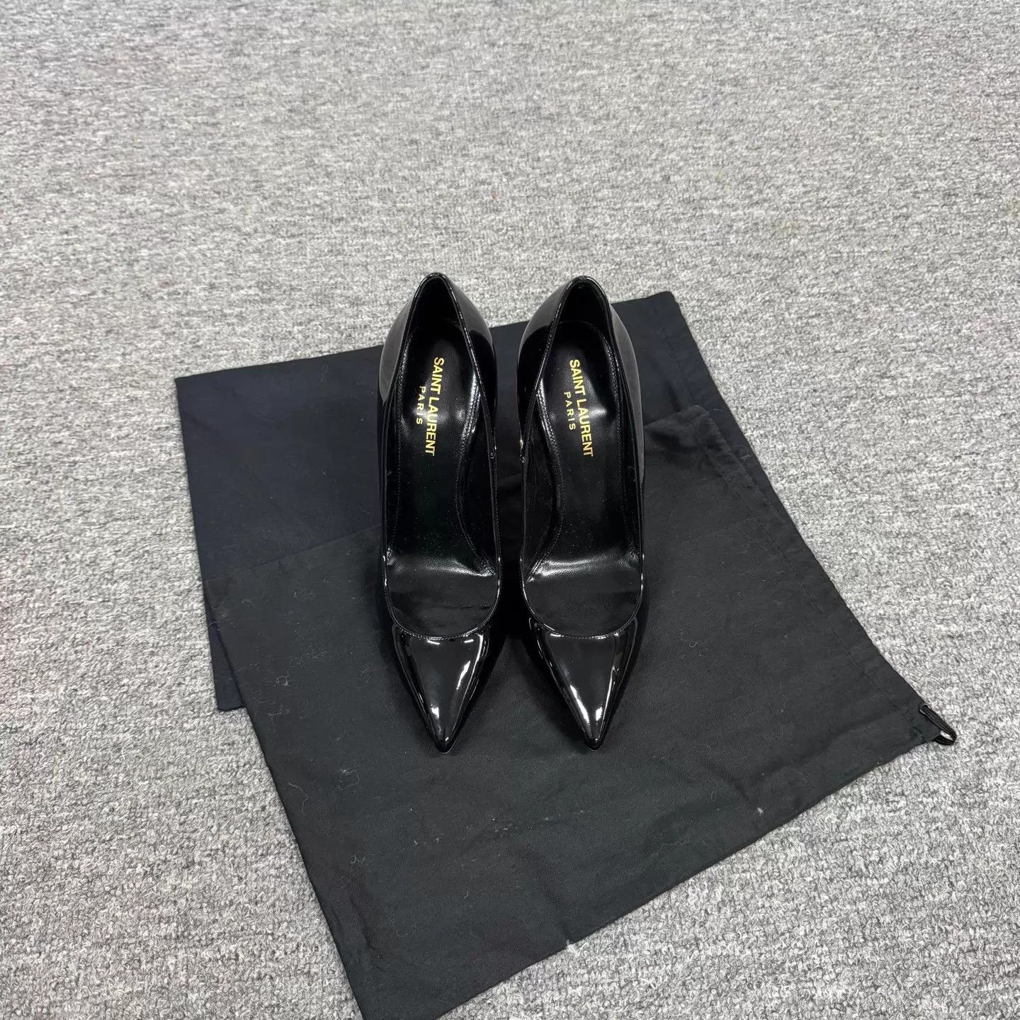 Saint Laurent Paris Saint Laurent SLP Black Patent Gold Pumps 38 99 New Size US 7.5 / IT 37.5 - 2 Thumbnail