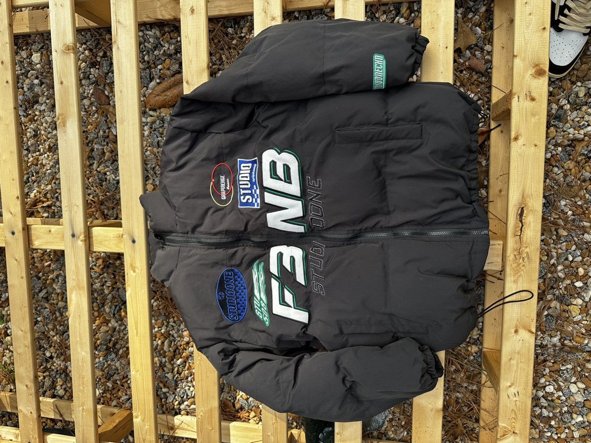 Vintage Vintage Black Racing Puffer Jacket Size US L / EU 52-54 / 3 - 3 Thumbnail