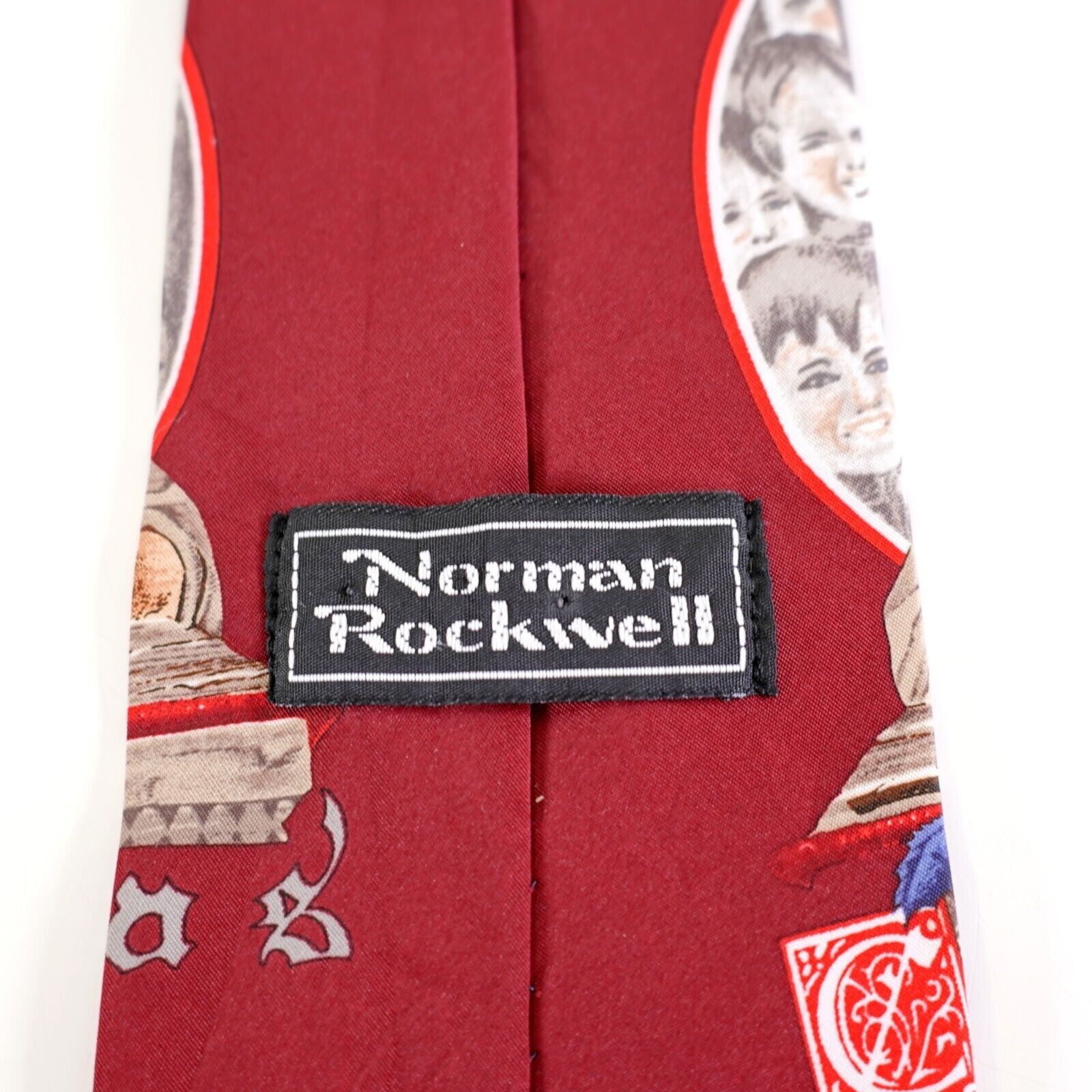 Vintage Norman Rockwell Red Christmas Santa Polyester Tie "The Satur Size ONE SIZE - 4 Thumbnail