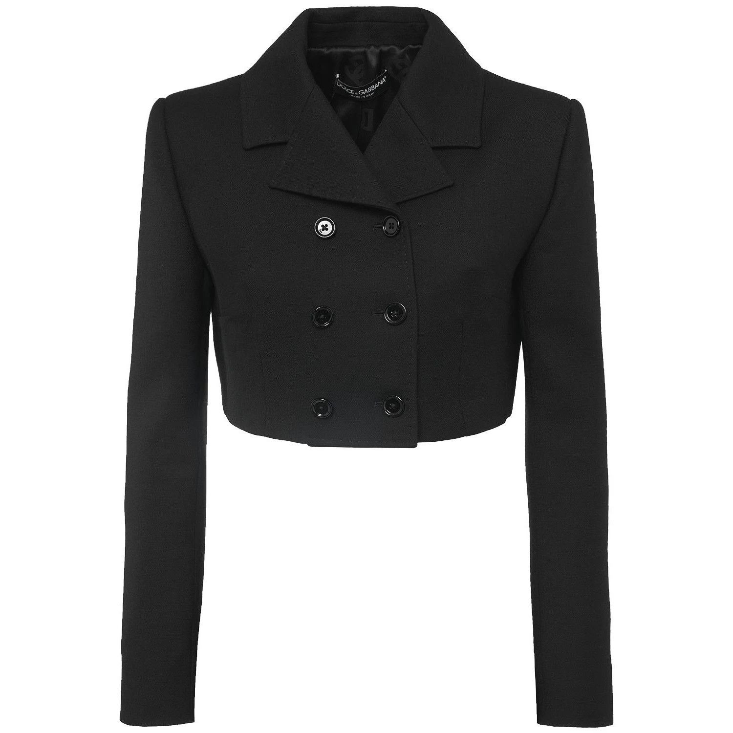 DOLCE&GABBANA Black Wool Double Breasted Cropped Blazer Jack
