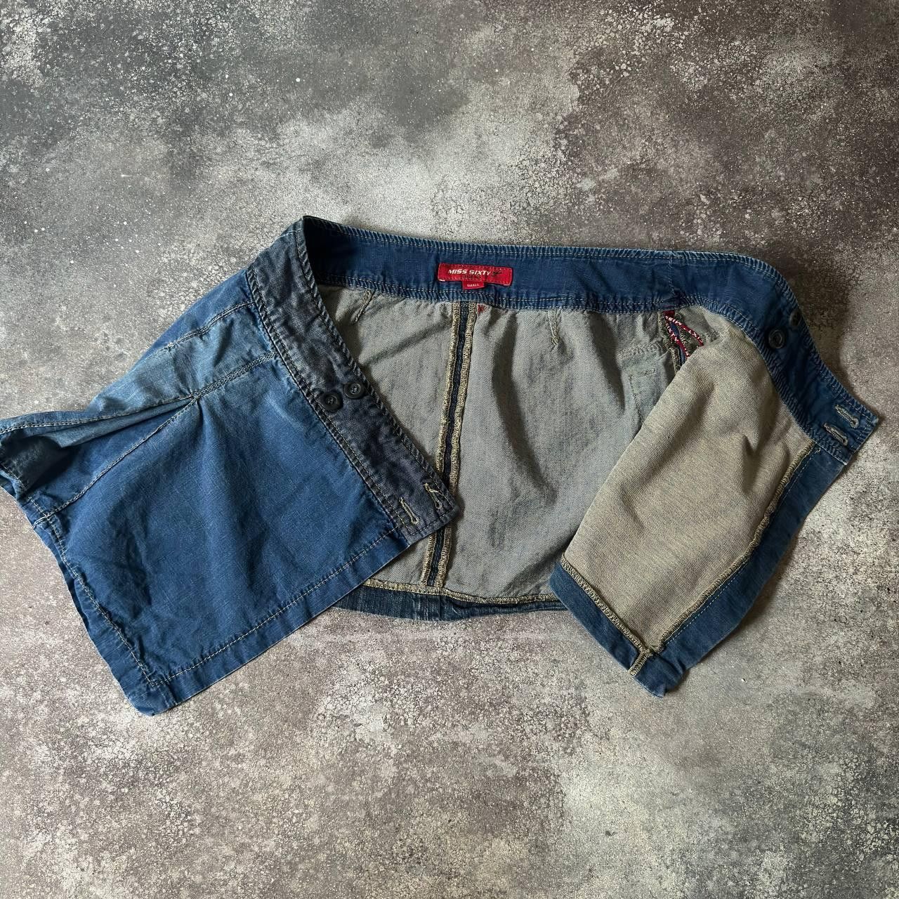 Japanese Brand × Miss Sixty × Vintage Y2K Miss Sixty Vintage Asymmetric Washed Denim Mini Skirt Size 28" / US 6 / IT 42 - 4 Thumbnail