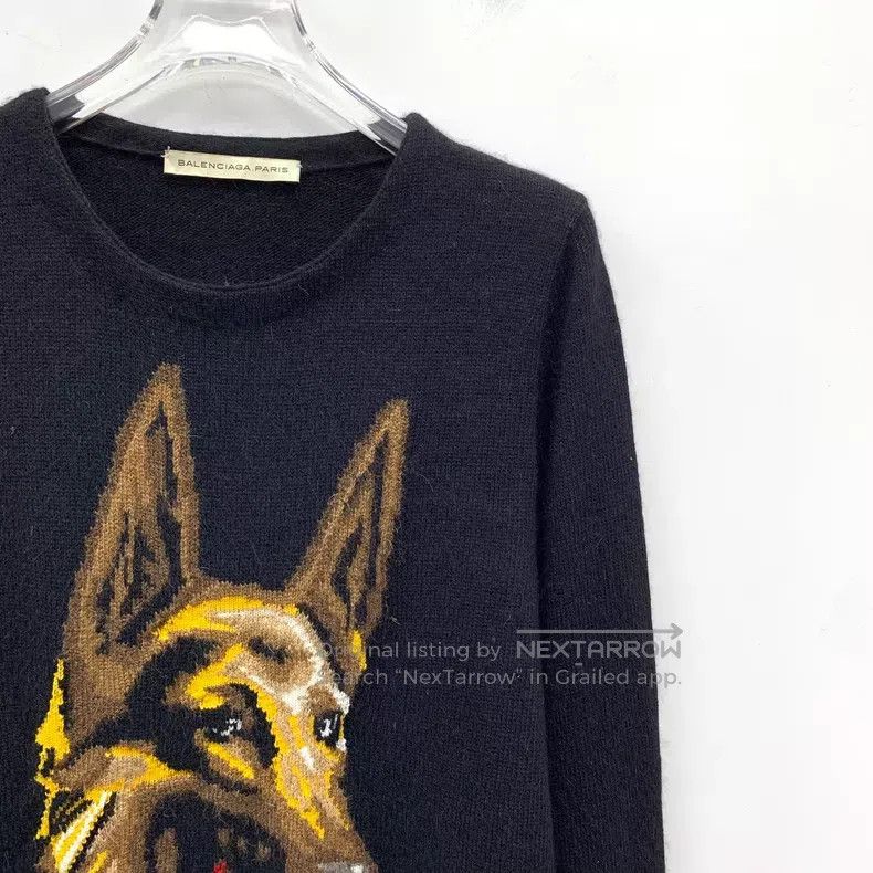 Balenciaga Balenciaga Black wolf head inlay flower wool round neck lo Size XS / US 0-2 / IT 36-38 - 3 Thumbnail