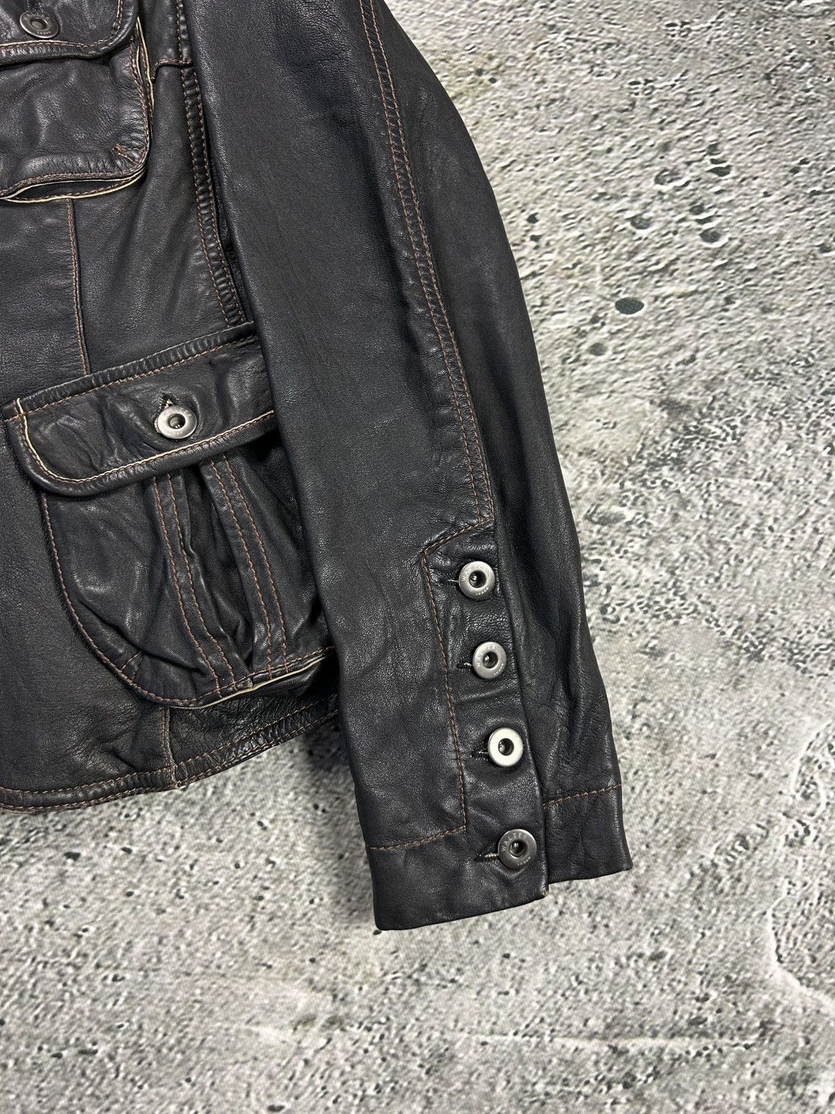 Designer × Vintage Vintage Leather Jacket Avant Garde Walter Leder Y2K Size S / US 4 / IT 40 - 2 Thumbnail