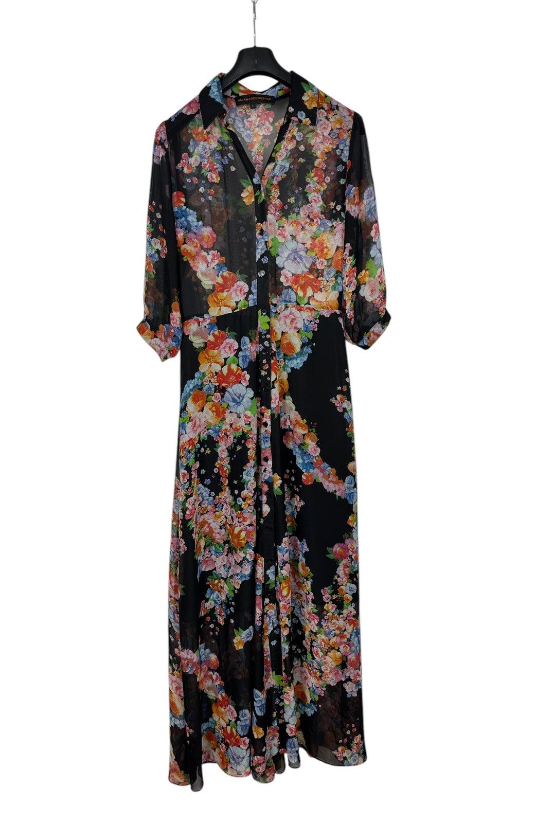 Designer Ulyana Sergeenko Maxi Dress Floral Printed Mesh size L Size L / US 10 / IT 46 - 11 Thumbnail