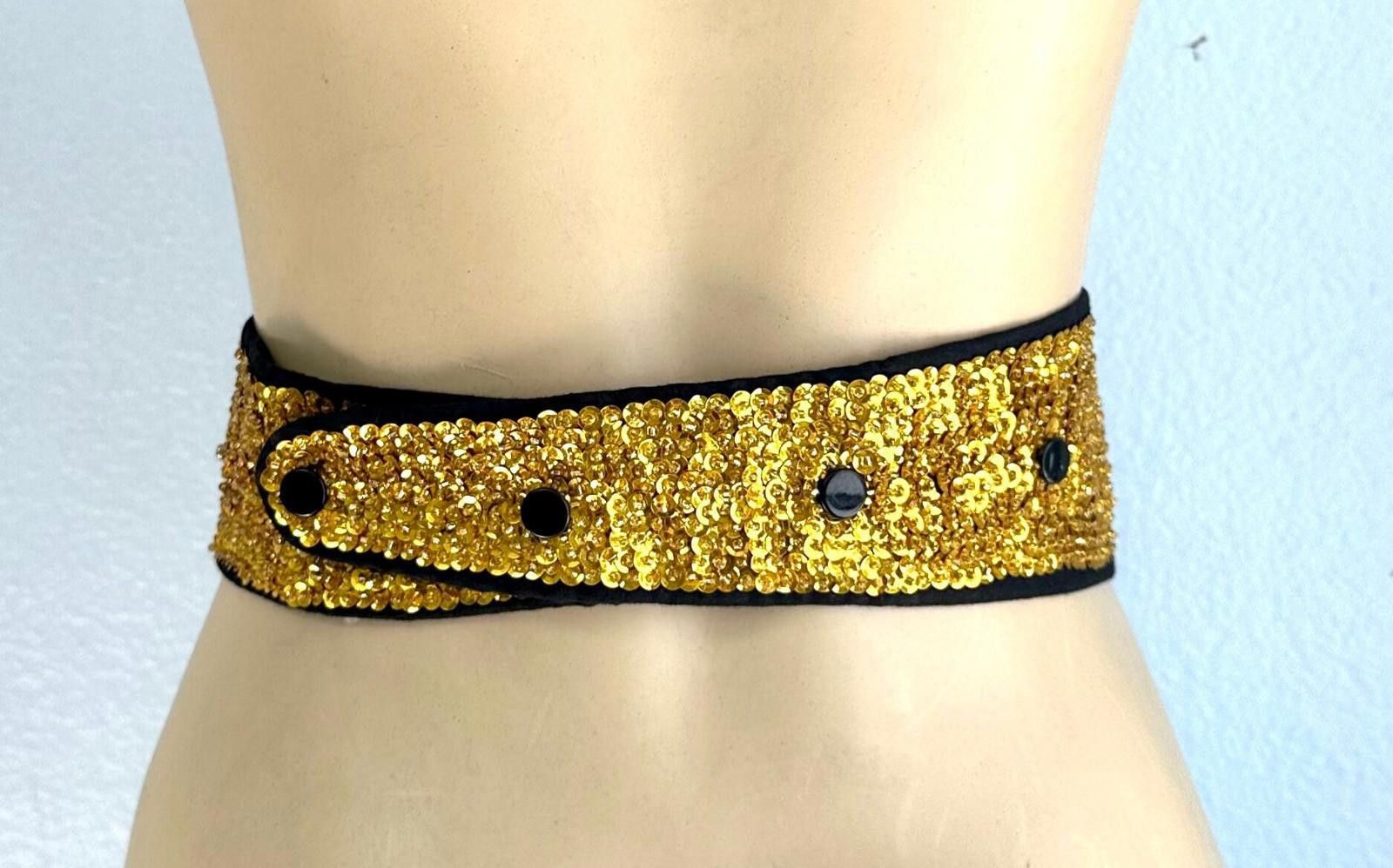 Designer Sequin Cummerbund Fashion Belt Gold Size ONE SIZE - 2 Thumbnail