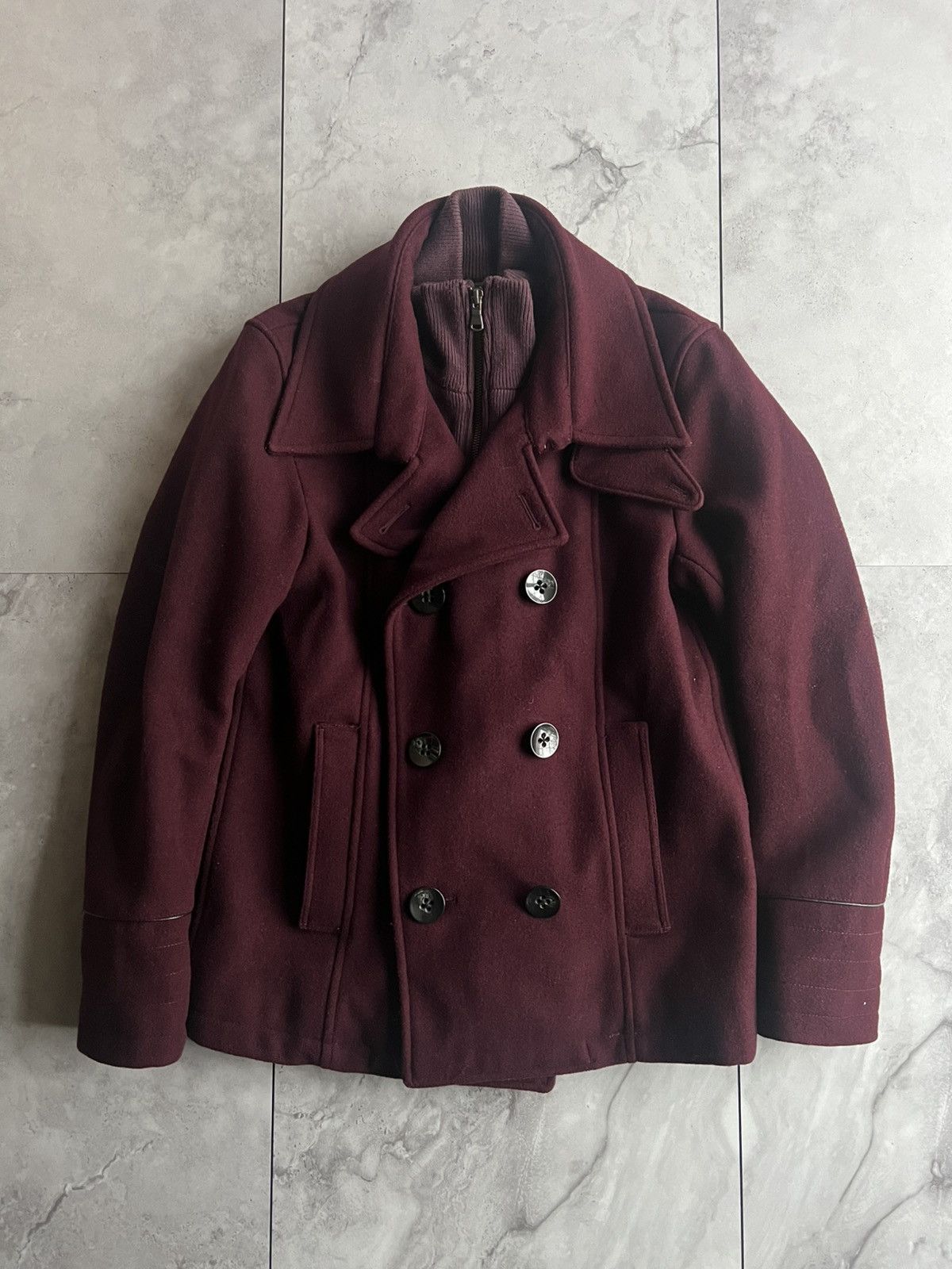 Tete Homme Tete Homme Sweater Layered Blood Red Pea Coat Size US M / EU 48-50 / 2 - 1 Thumbnail
