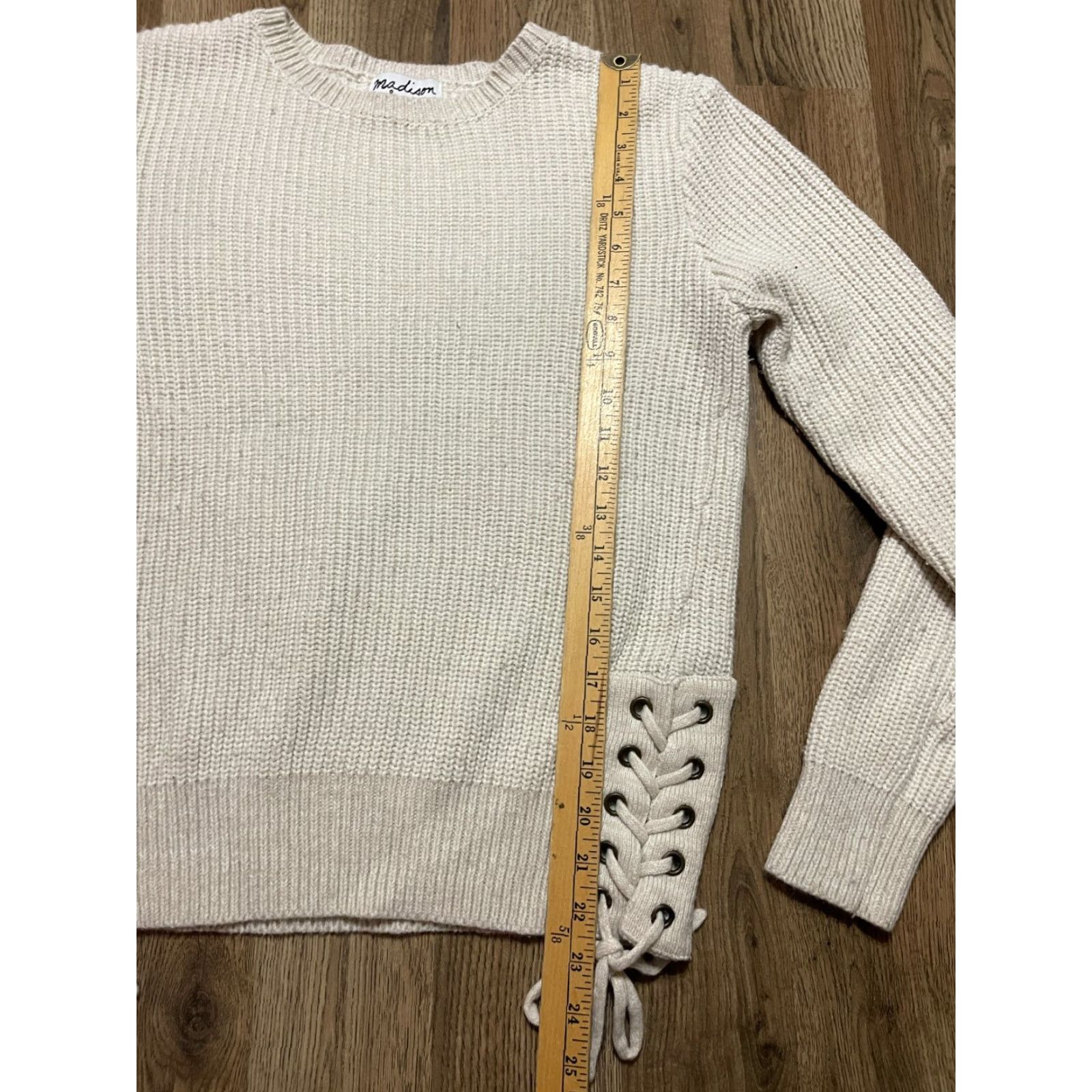 Madison Madison & Berkeley Sweater Women L Ivory Knit Pullover Crew Neck Side Ties Size L / US 10 / IT 46 - 7 Thumbnail