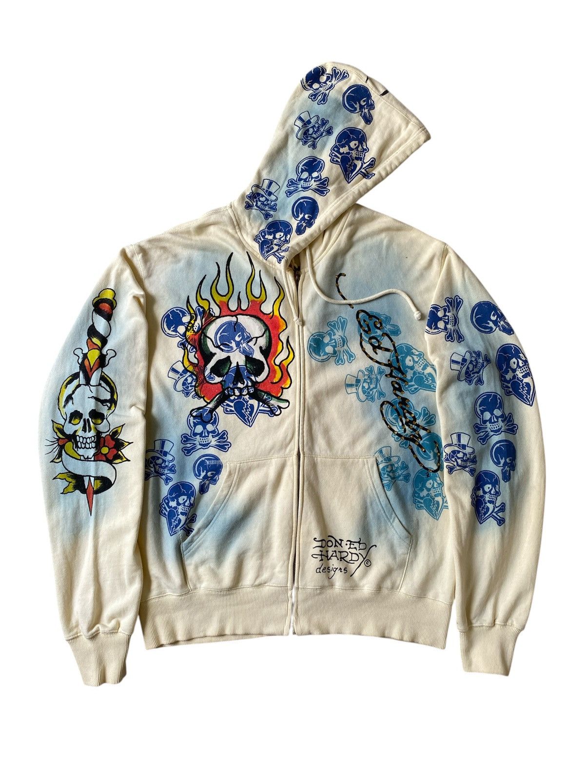 Ed Hardy 2000s Ed Hardy By Christian Audigier Destroyed Tattoo Hoodie Size US XL / EU 56 / 4 - 2 Thumbnail
