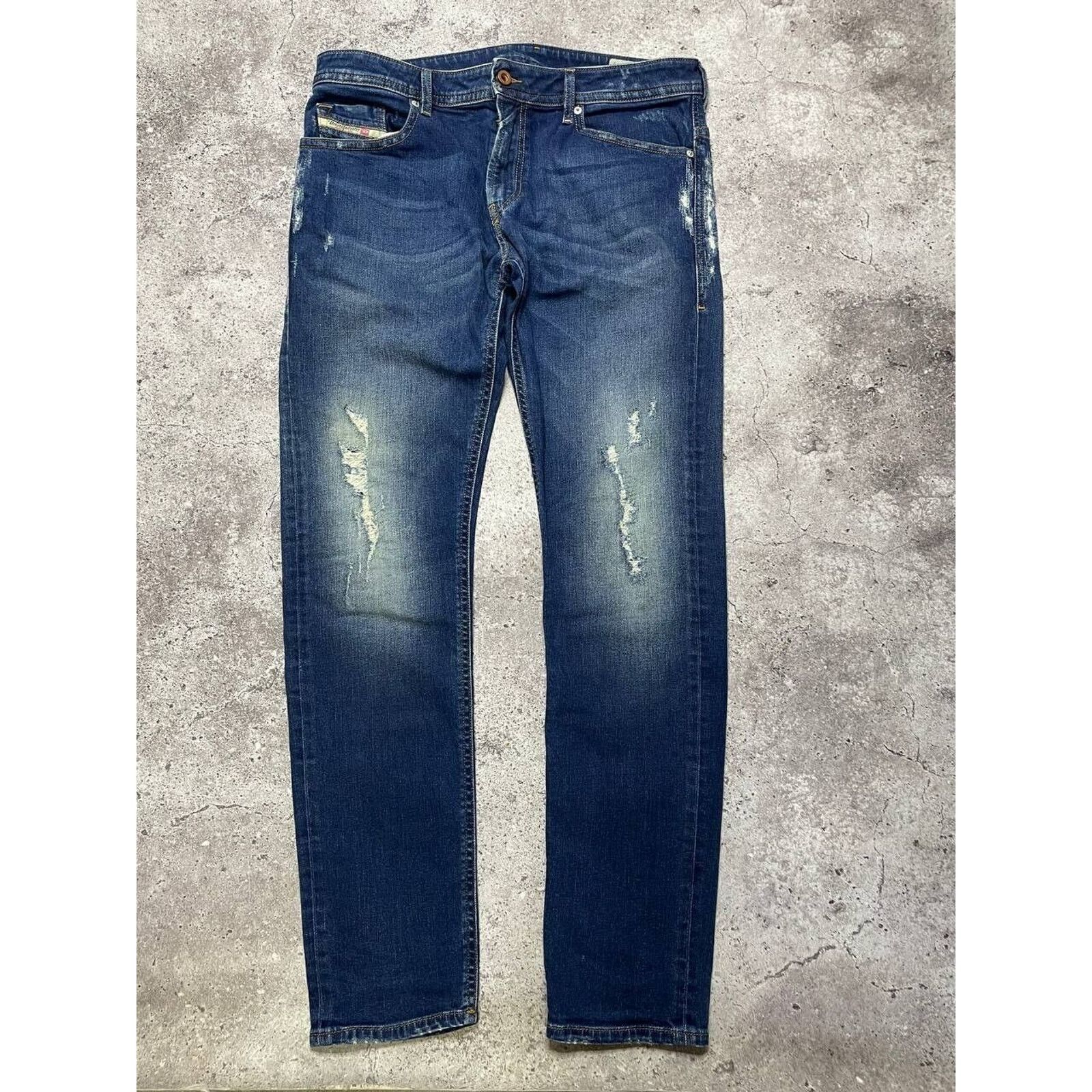Diesel × Vintage Vintage Diesel Thommer Jeans Blue Slim-Skinny Distressed Size US 34 / EU 50 - 1 Thumbnail