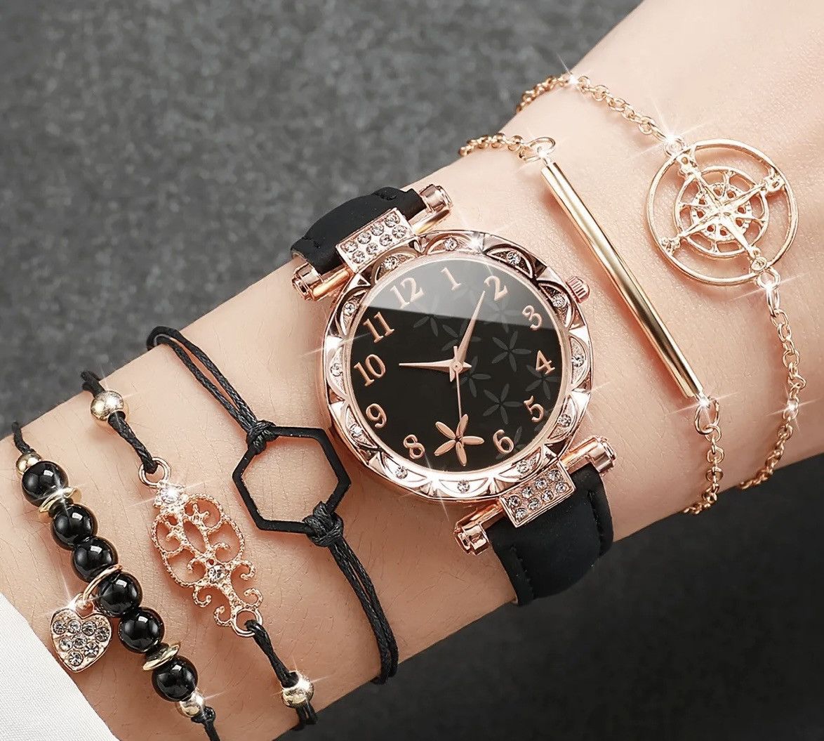 image of Vintage Jewellery Set 6Pcs in Black, Women's