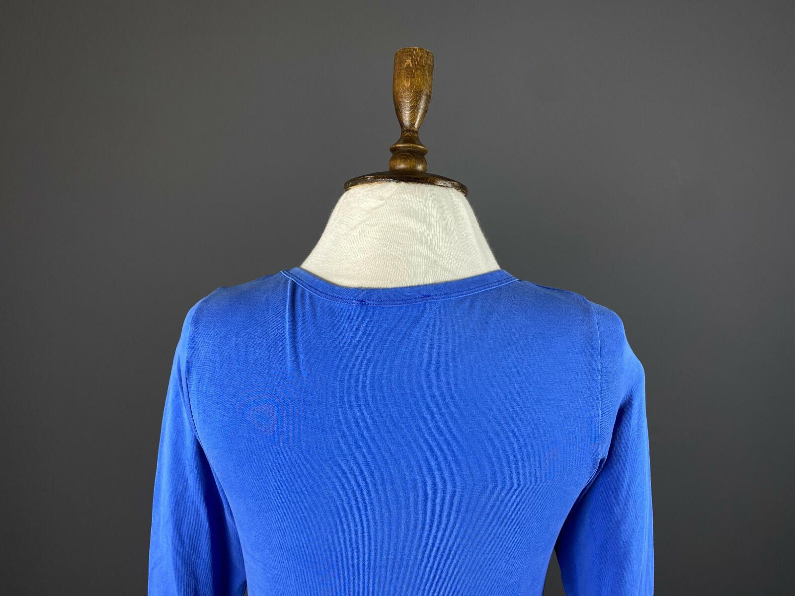 Designer Cop Copine Blue Boat Neck Long Sleeve Lesco Top Shirt Size S Size S / US 4 / IT 40 - 7 Thumbnail
