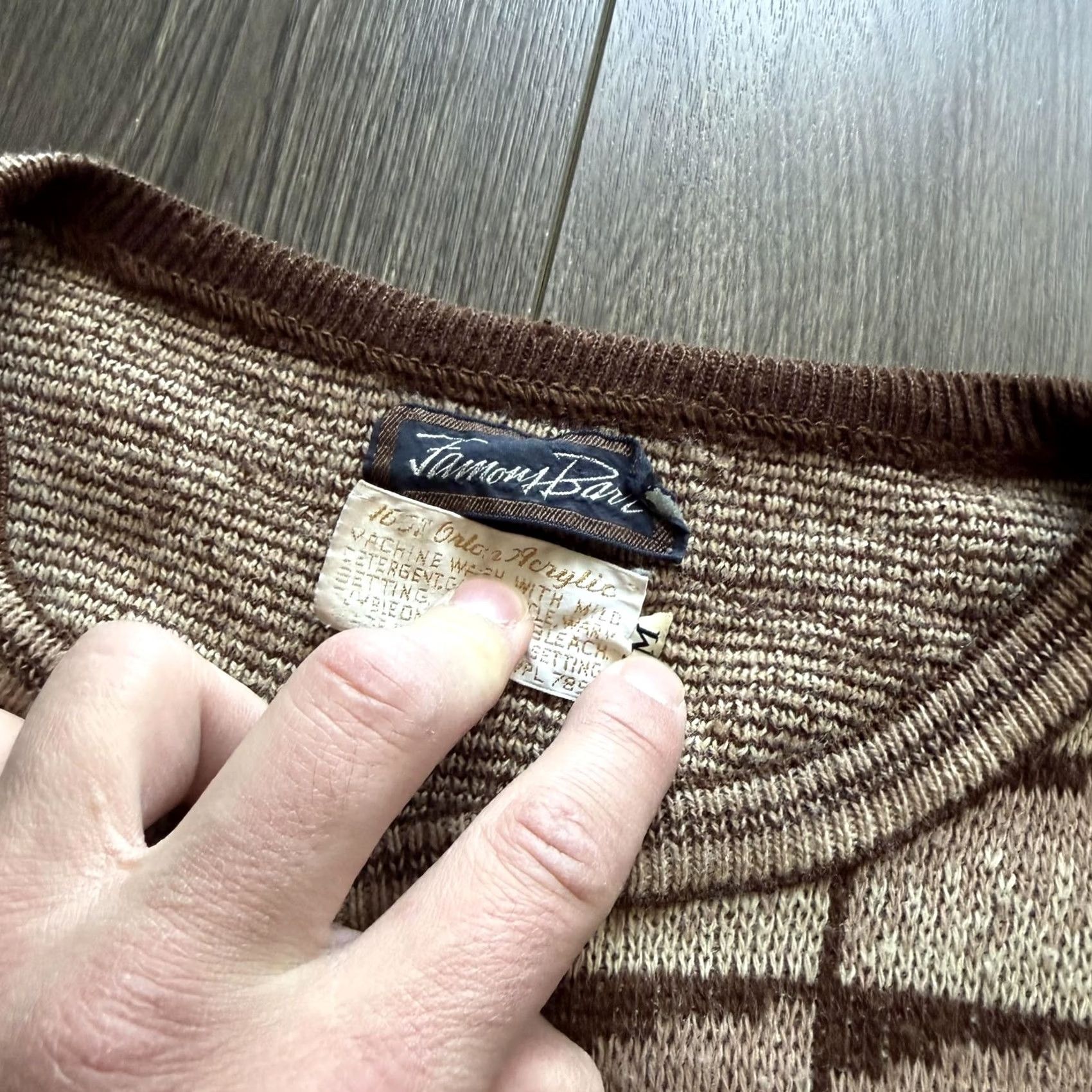 Vintage VINTAGE Hammond Bay Mens XL Beige Brown Check Crewneck Pullover Knit Sweater Skein-Friendly Casual Winter Regular Fit Size US XL / EU 56 / 4 - 4 Thumbnail