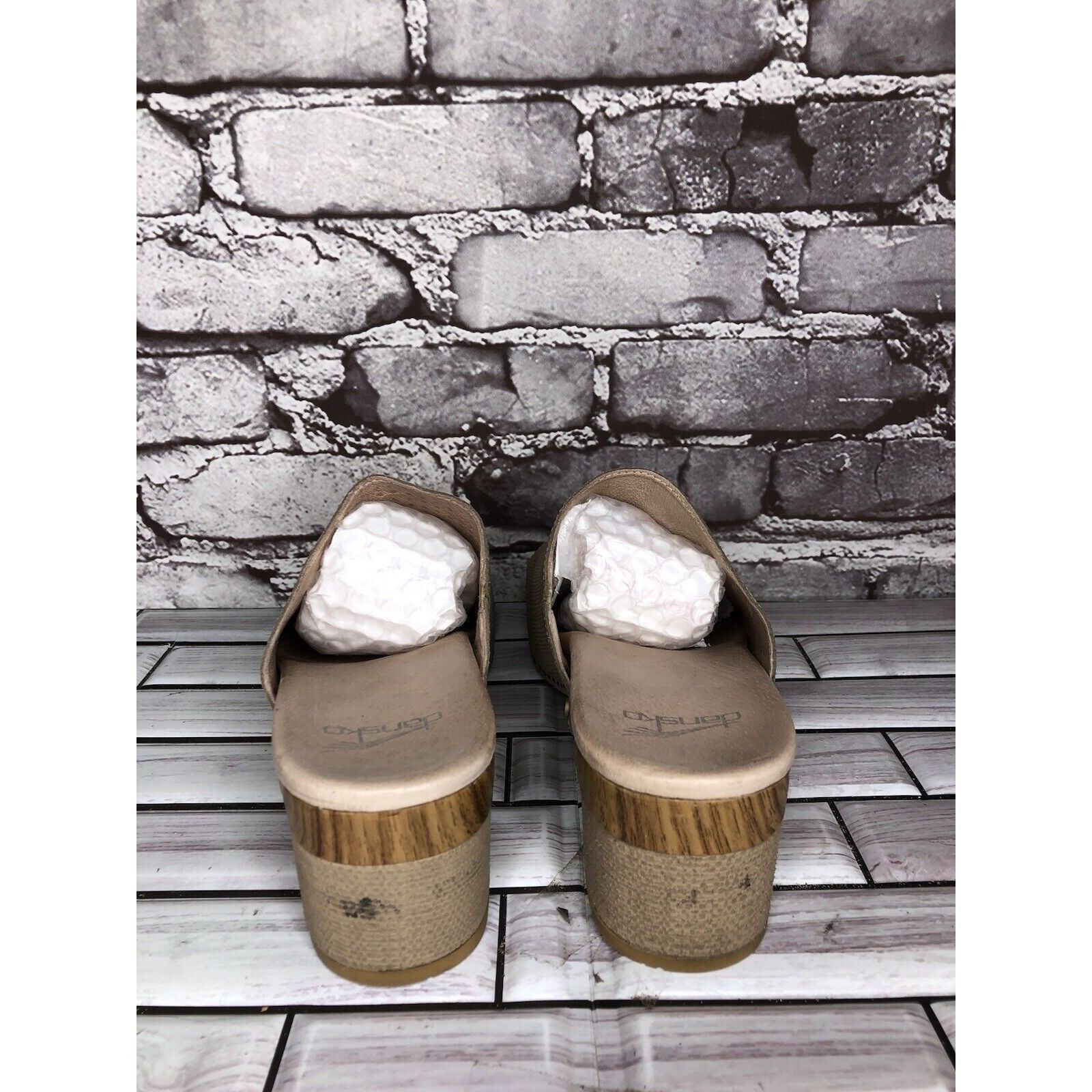 Other Dansko Maci Taupe Textured Beige Tan Leather Heel Sandals Wo Size US 9.5 / IT 39.5 - 4 Thumbnail