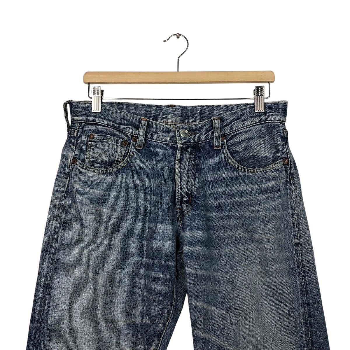 Japanese Brand Denim & Dungaree Distressed Straight Fit Sanforized Denim Size 32" / US 10 / IT 46 - 4 Thumbnail