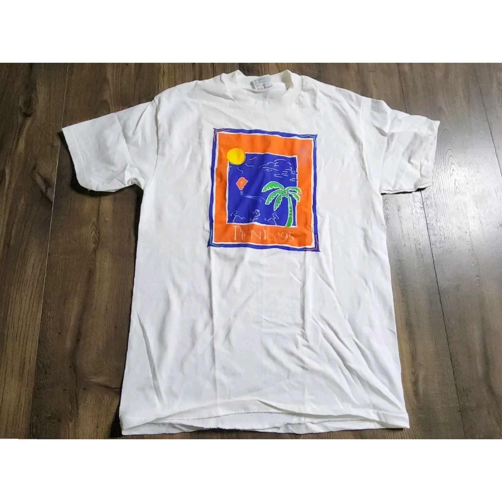 Hanes Vintage Hanes T-Shirt Men's M White 1990s Picnic USA 90s Graphic Print Short Sleeve Crew Neck Adult Medium Size US M / EU 48-50 / 2 - 4 Thumbnail