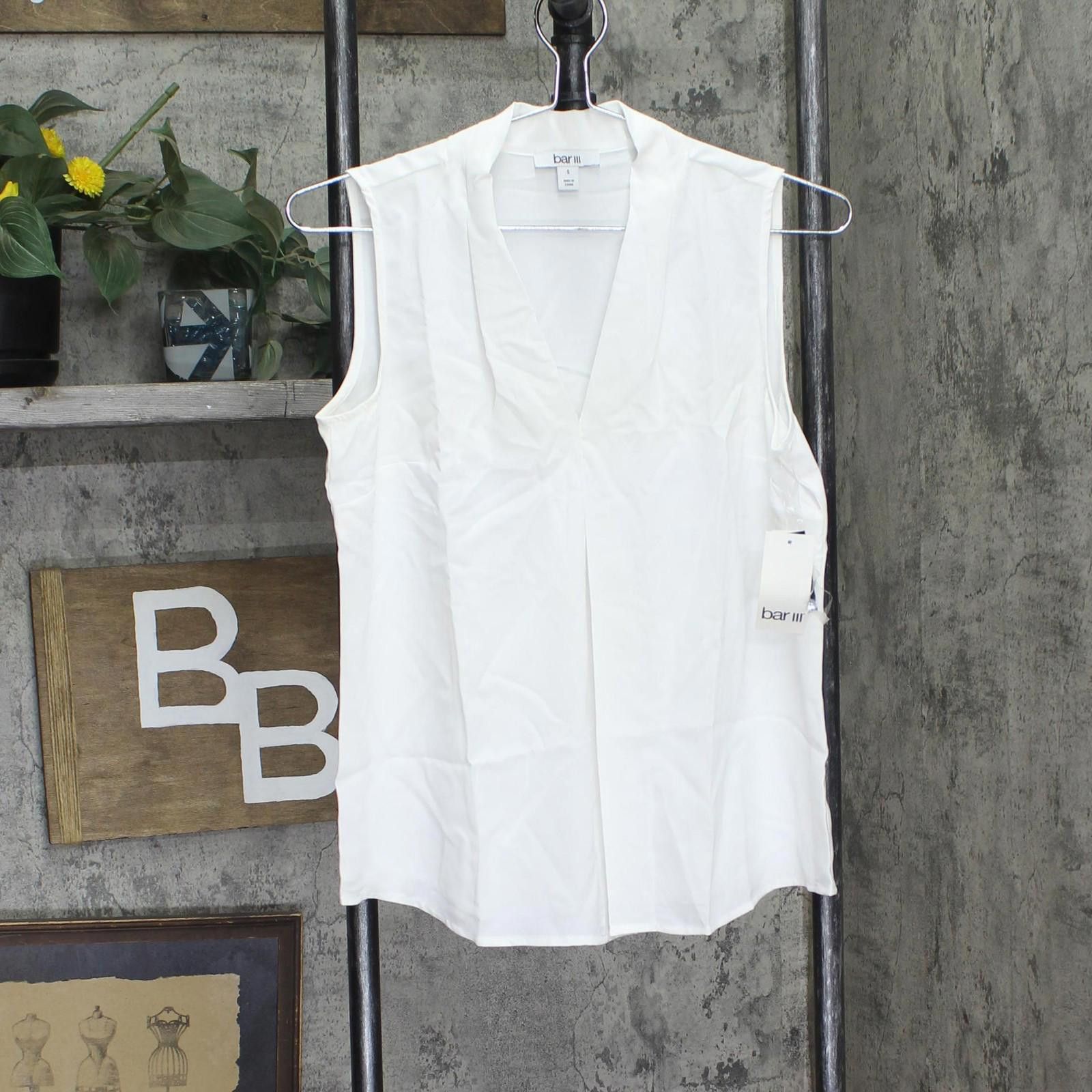 Bar III Bar Iii Womens Pleated Polyester Tank Top 10717600 White S Size S / US 4 / IT 40 - 1 Thumbnail