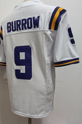 Men's LSU Tigers #9 Joe Burreaux White Football Jersey