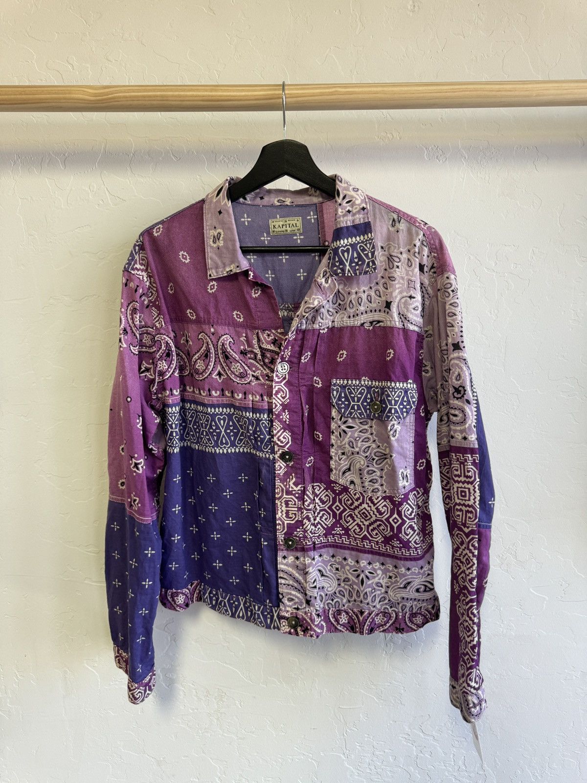 image of Kapital Bandana Button Up in Purple, Men's (Size 2XL)