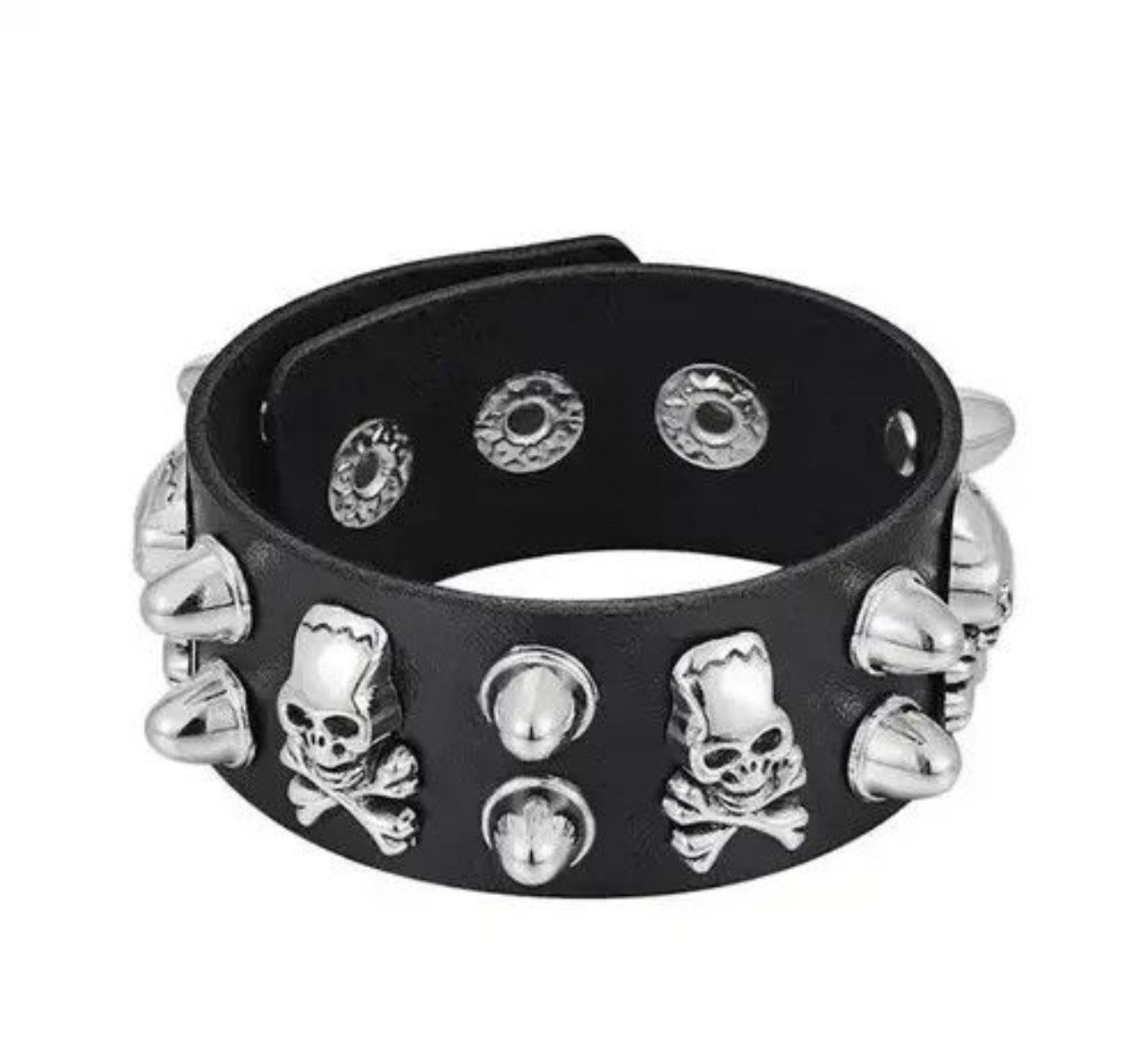 Vintage Y2K 2000s skeleton spiked grunge punk black studded bracelet Size ONE SIZE - 3 Thumbnail