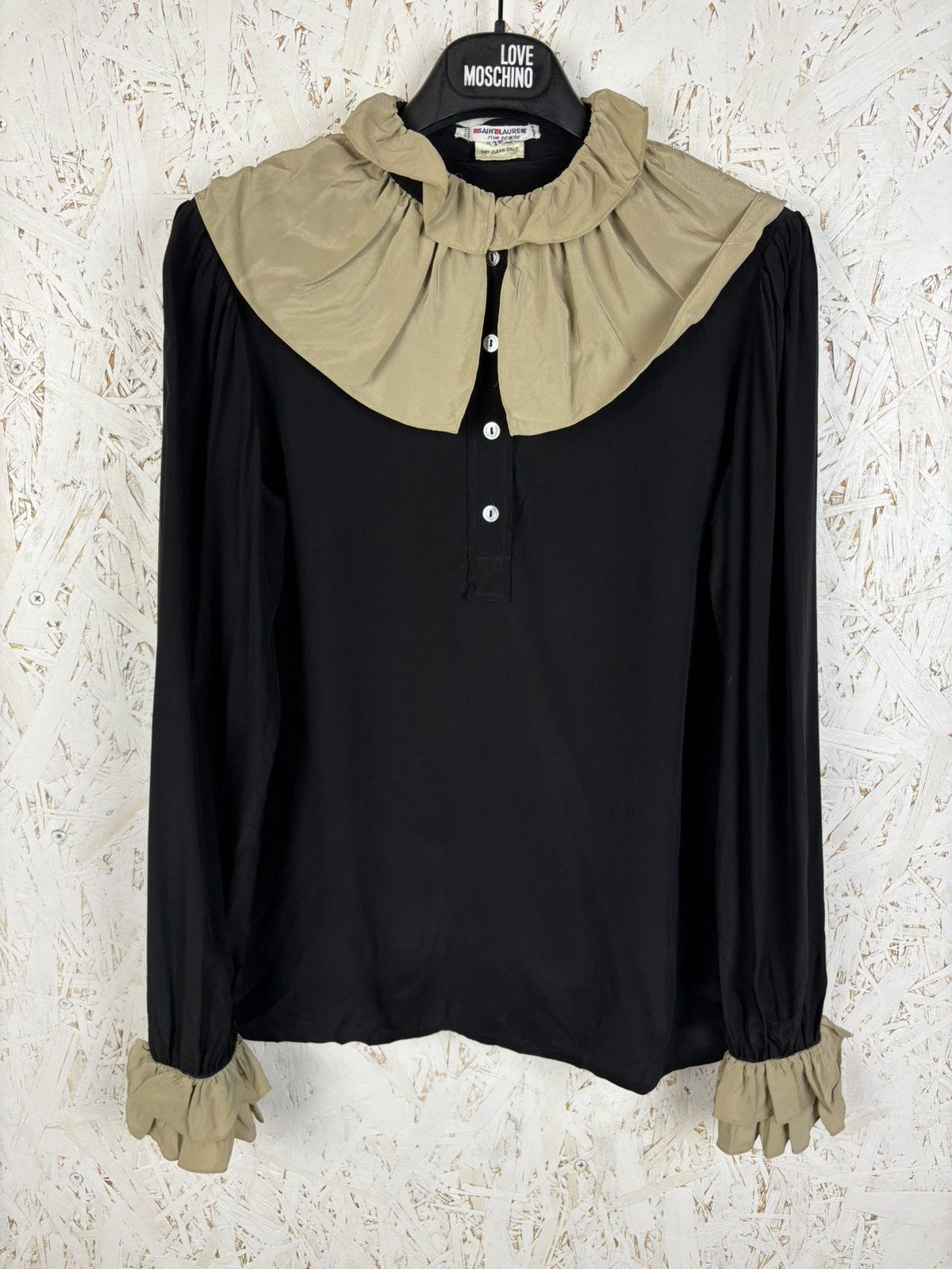 Saint Laurent Paris 90s Saint Laurent Rive Gauche Silk Blouse Bow Collar 36 Size XS / US 0-2 / IT 36-38 - 1 Thumbnail