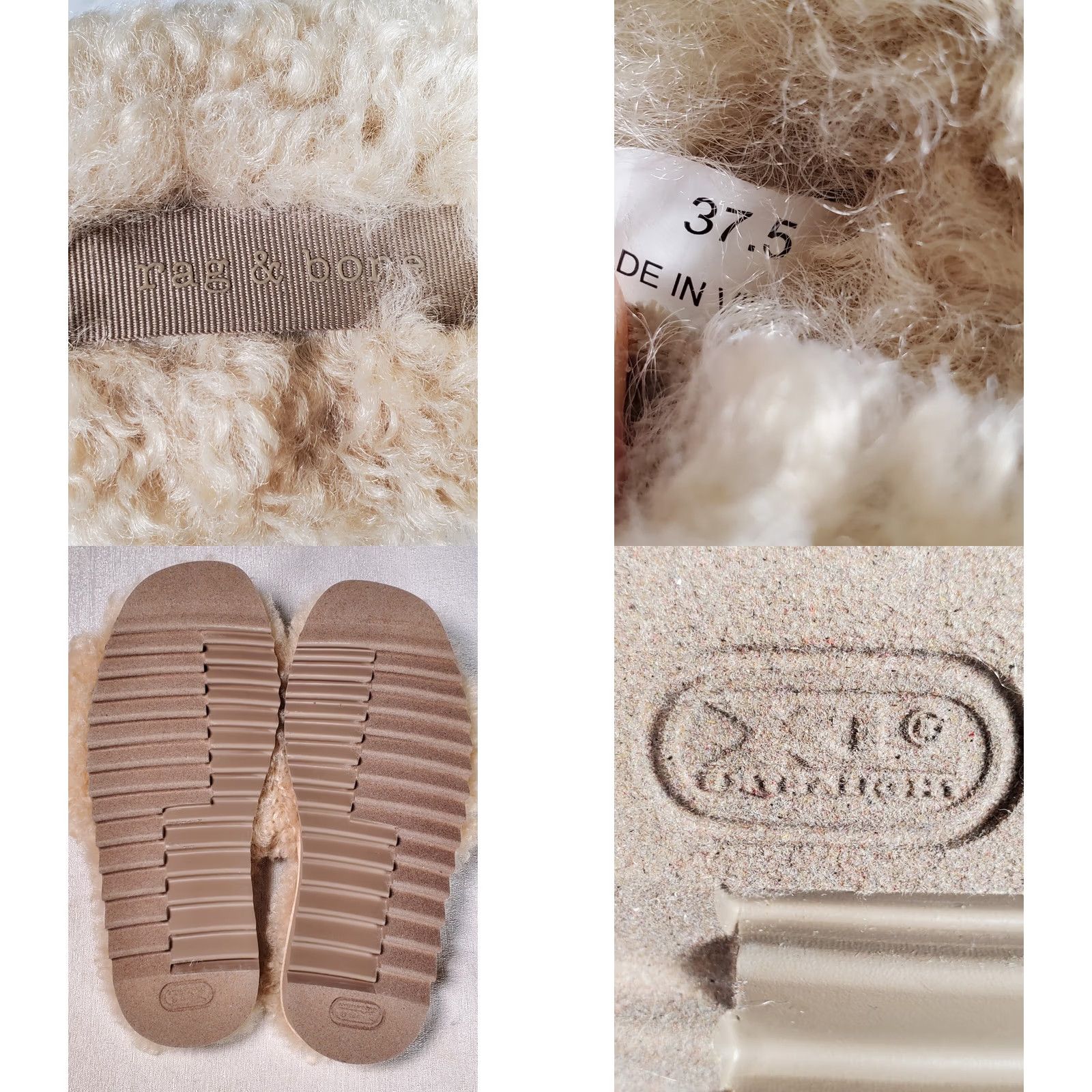 Rag & Bone rag & bone Eira Sandals Faux Fur Shearling Flat Slides Ivory Women US 7 New Size US 7 / IT 37 - 8 Thumbnail