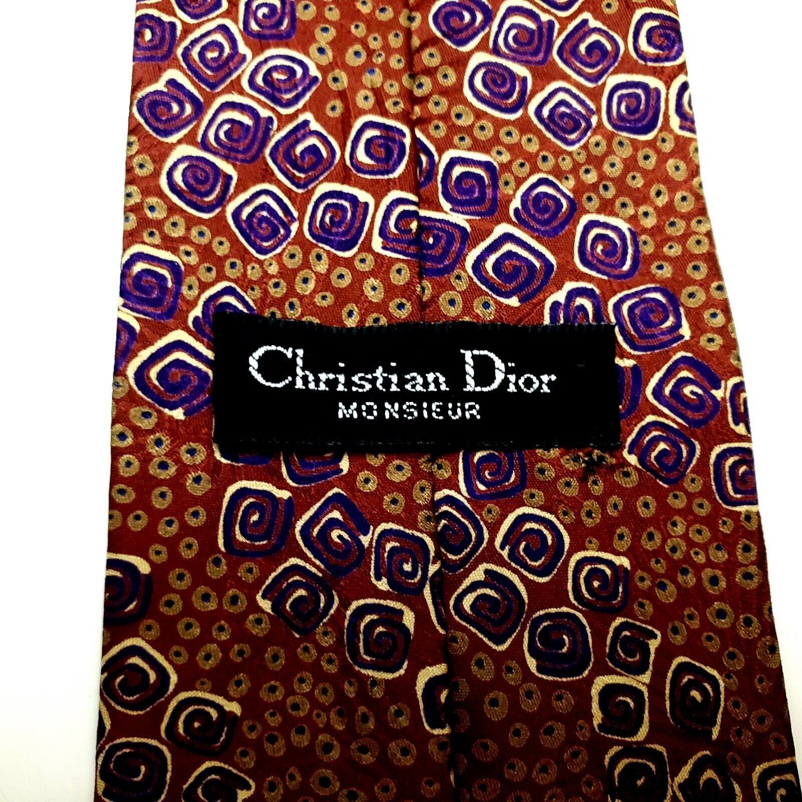 Christian Dior Monsieur Christian Dior Monsieur Silk Tie Brown Print Abstract Short Size ONE SIZE - 3 Thumbnail