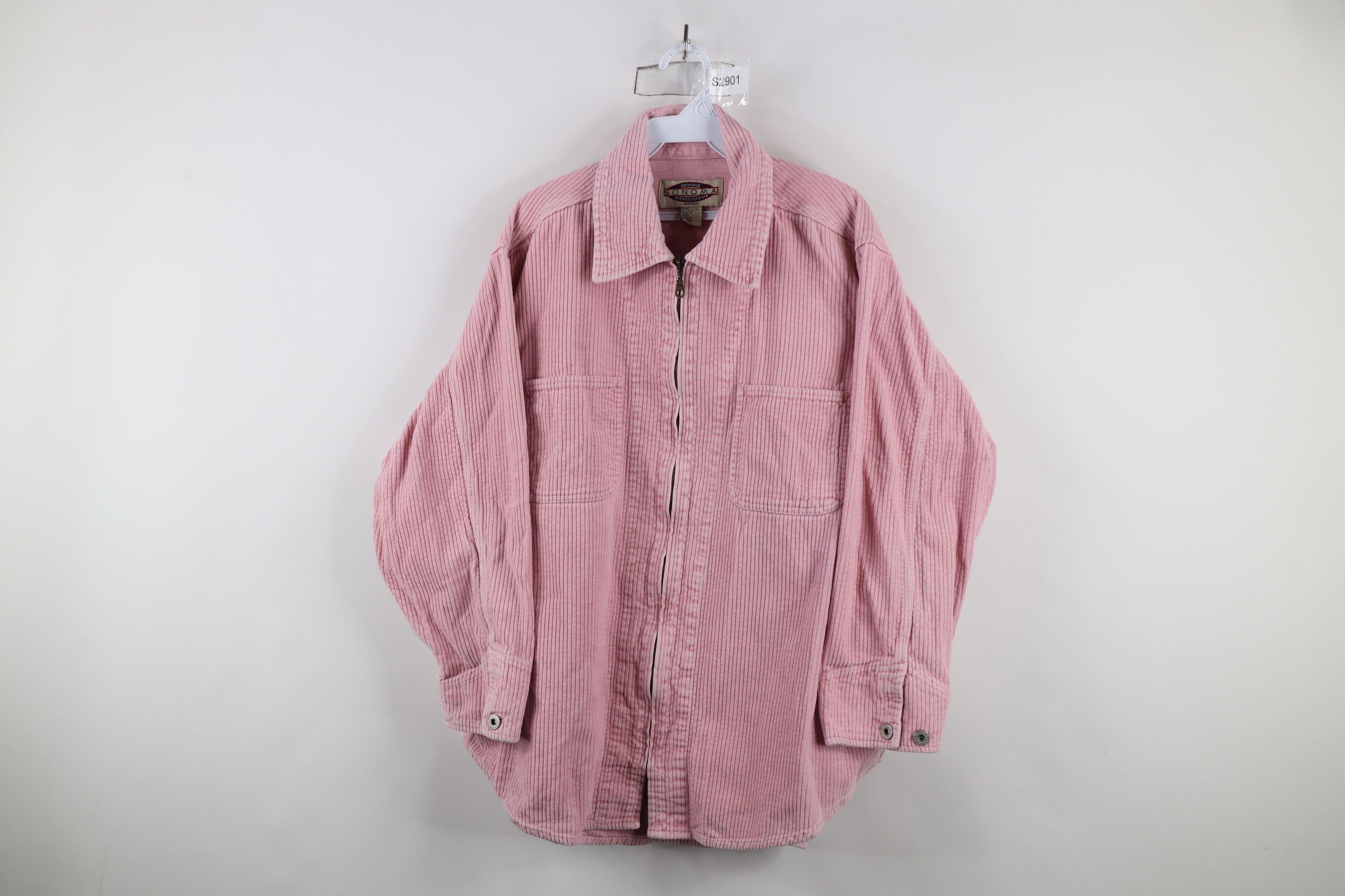 Vintage Vintage 90s Streetwear Corduroy Full Zip Shirt Jacket Pink Size 3XL / US 20-22 - 1 Thumbnail