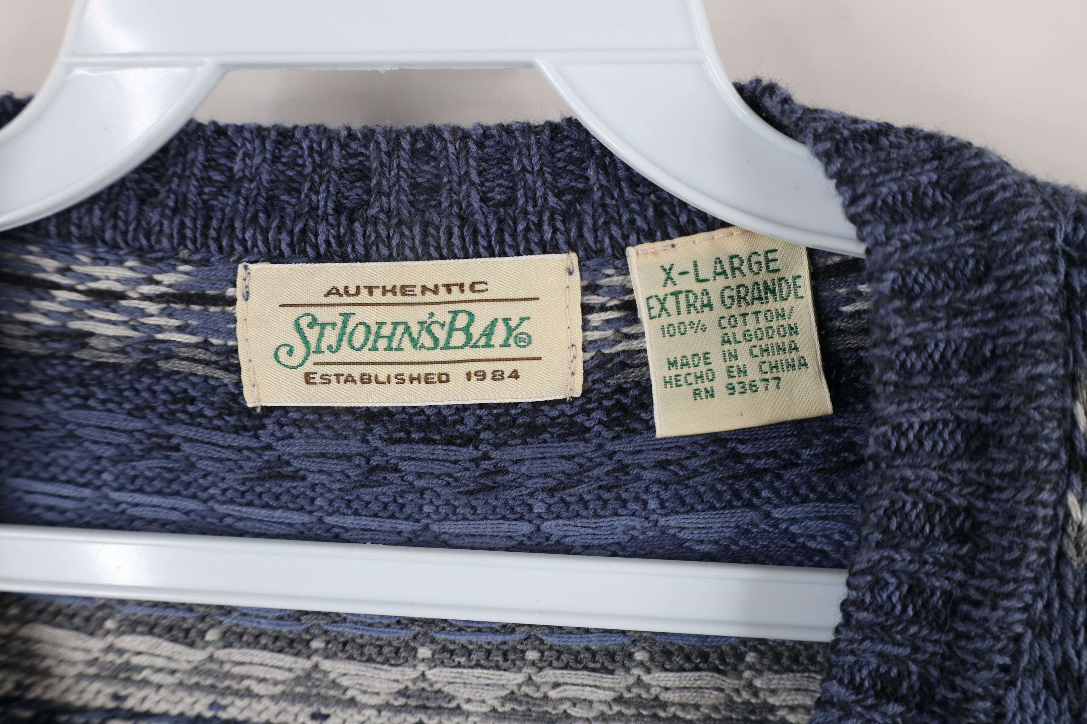 Vintage Vintage 90s Streetwear Cotton Knit V-Neck Sweater Vest Blue Size US XL / EU 56 / 4 - 4 Thumbnail