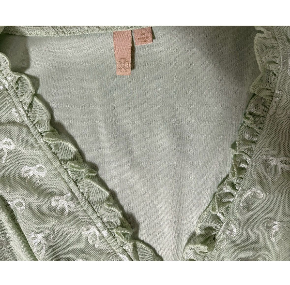 Vintage Mint Green Frill Ruffle Bows Tank Top Shirt Blouse Size S ✨ Size S / US 4 / IT 40 - 5 Thumbnail