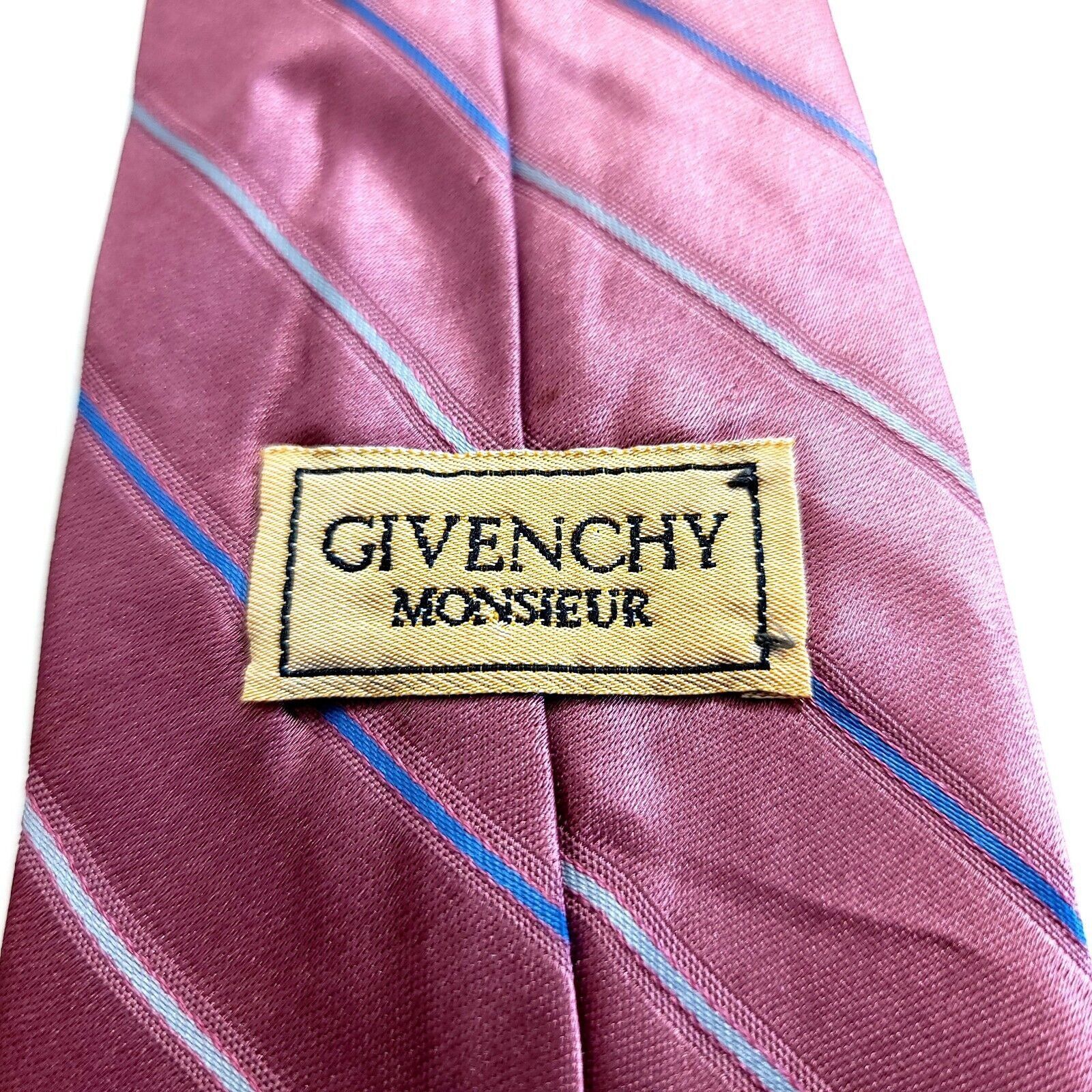 Givenchy Vintage Givenchy Monsieur Pink Blue Striped Woven Polyester Size ONE SIZE - 3 Thumbnail